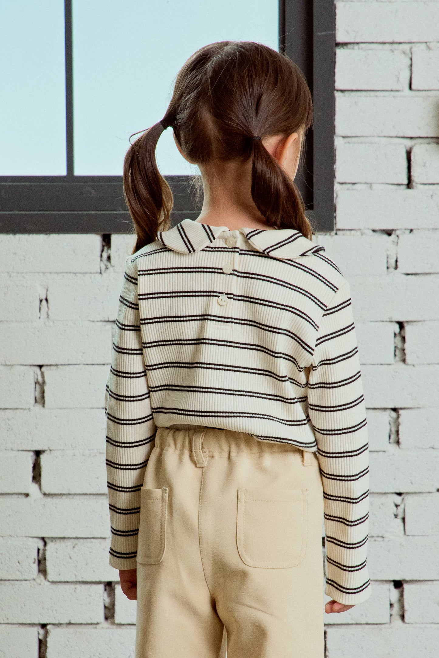 Ribbed Stripe Collared Top