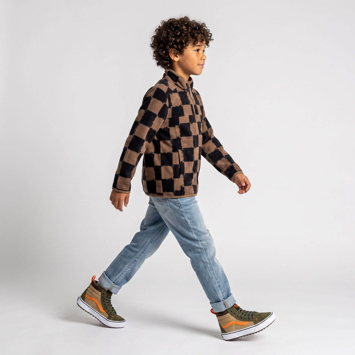 Unisex Trail Microfleece Printed Jacket - Youth Sizing. Checkers and cheetah