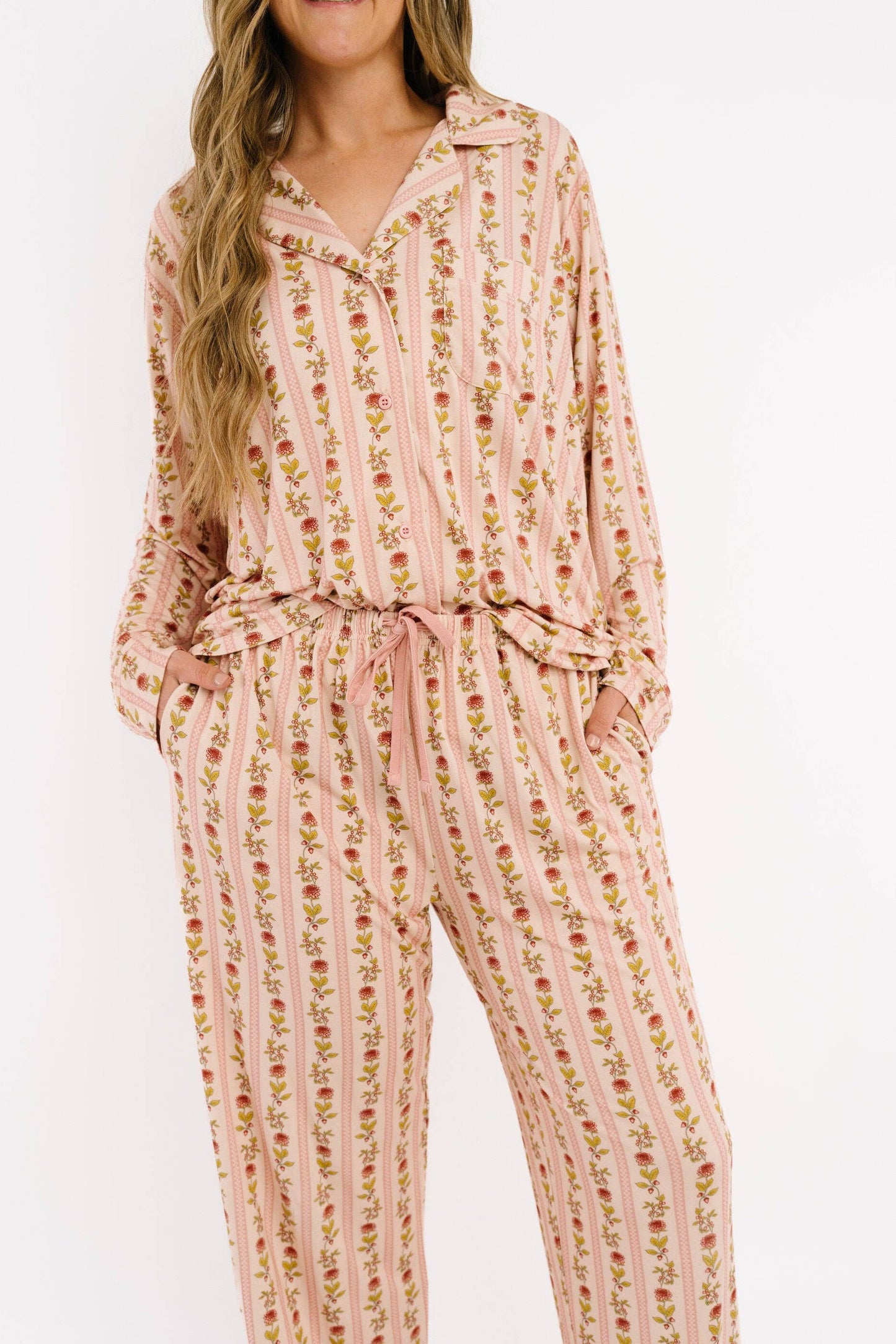 Vintage Floral Stripe Women's Bamboo Set