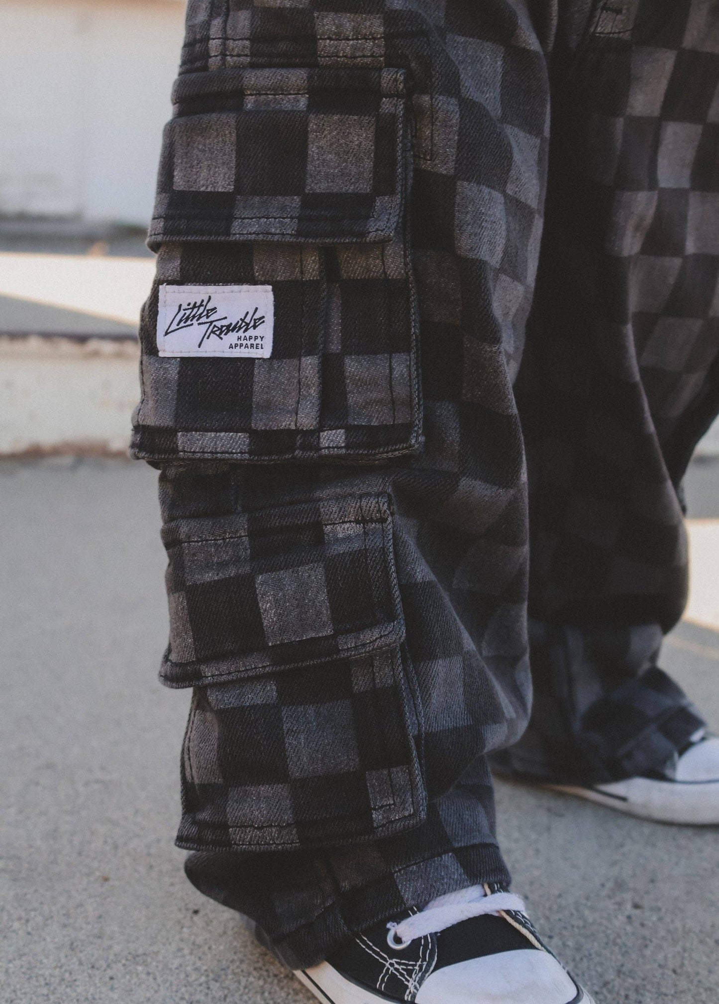 Checkered Baggy Black Jeans