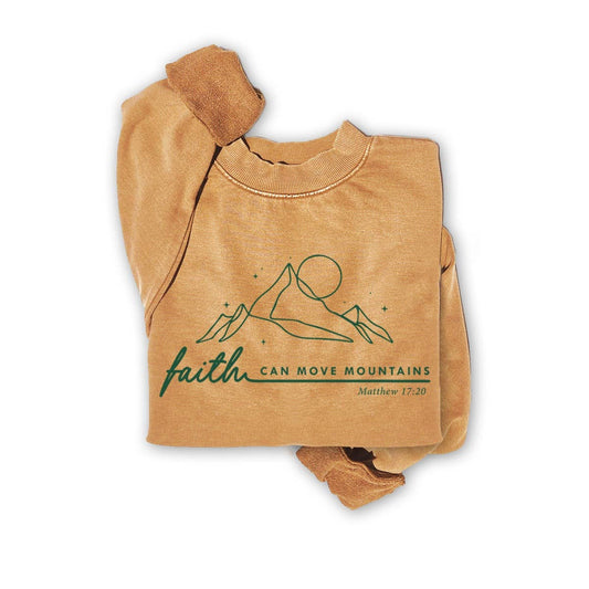 FAITH CAN MOVE MOTUNTAINS  MINERAL GRAPHIC SWEATSHIRT