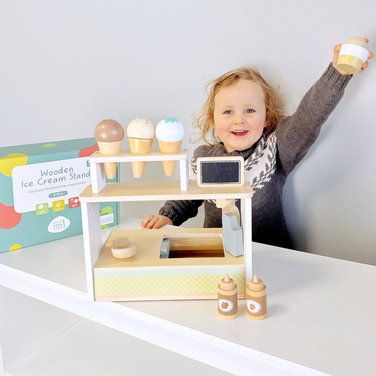 Wooden Ice Cream Shop Pretend Play Set – Montessori Toy 3+