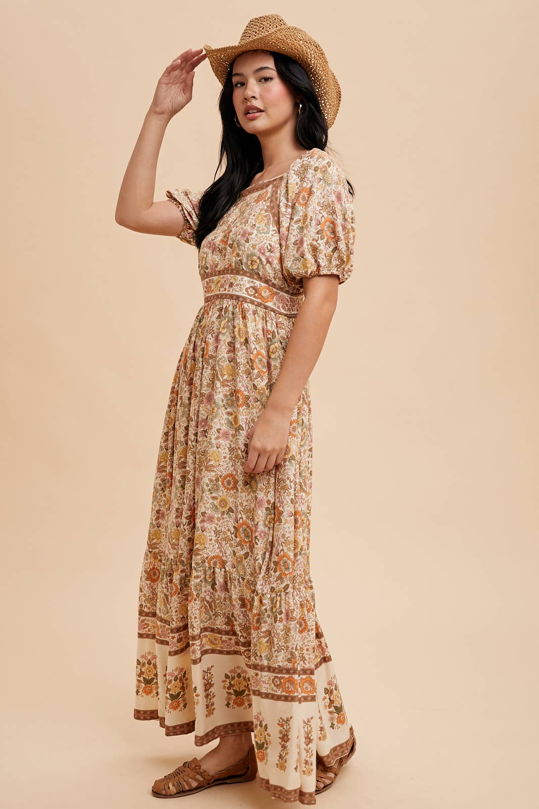 BORDER PRINT MAXI DRESS