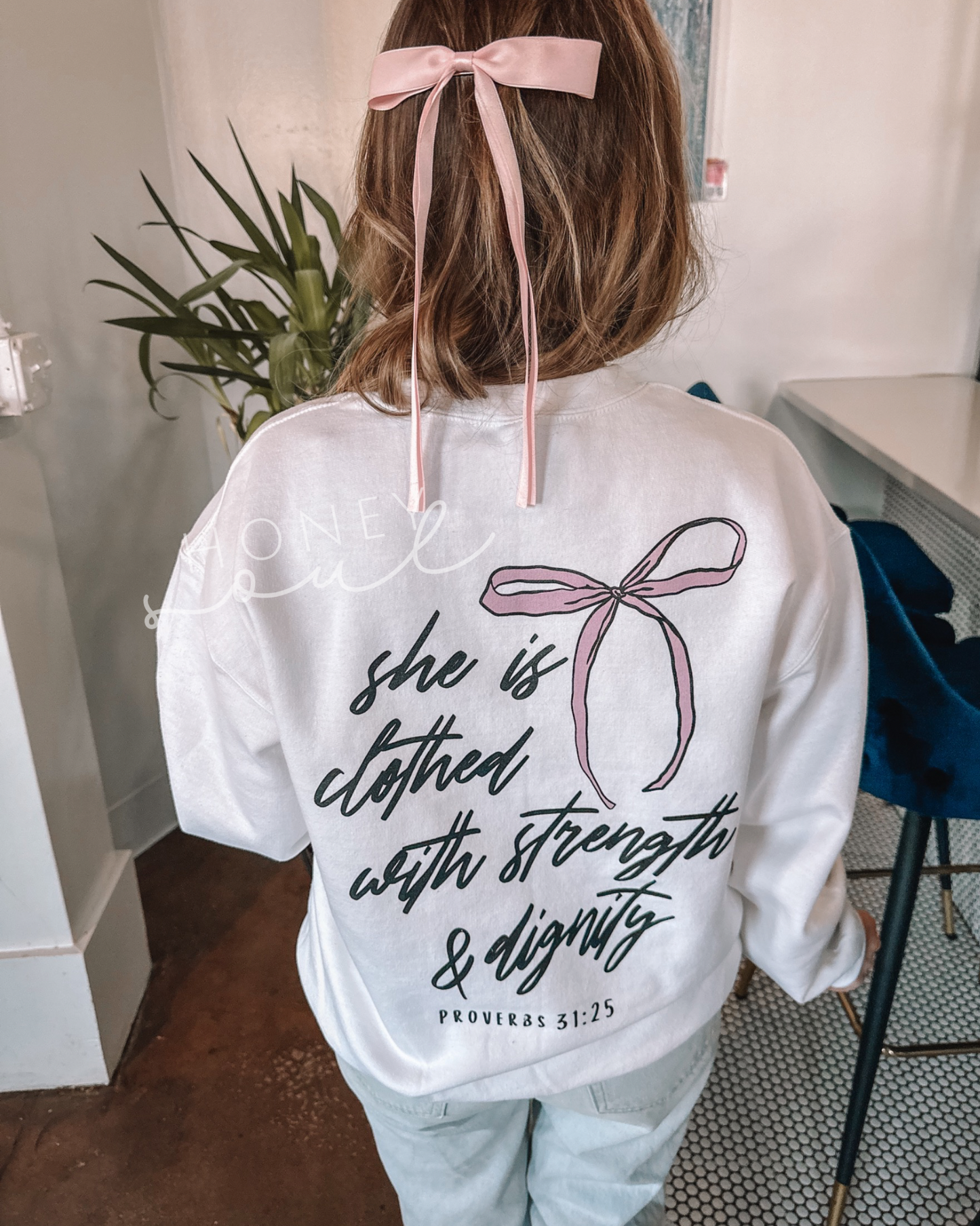 She Is Clothed Bow Sweatshirt