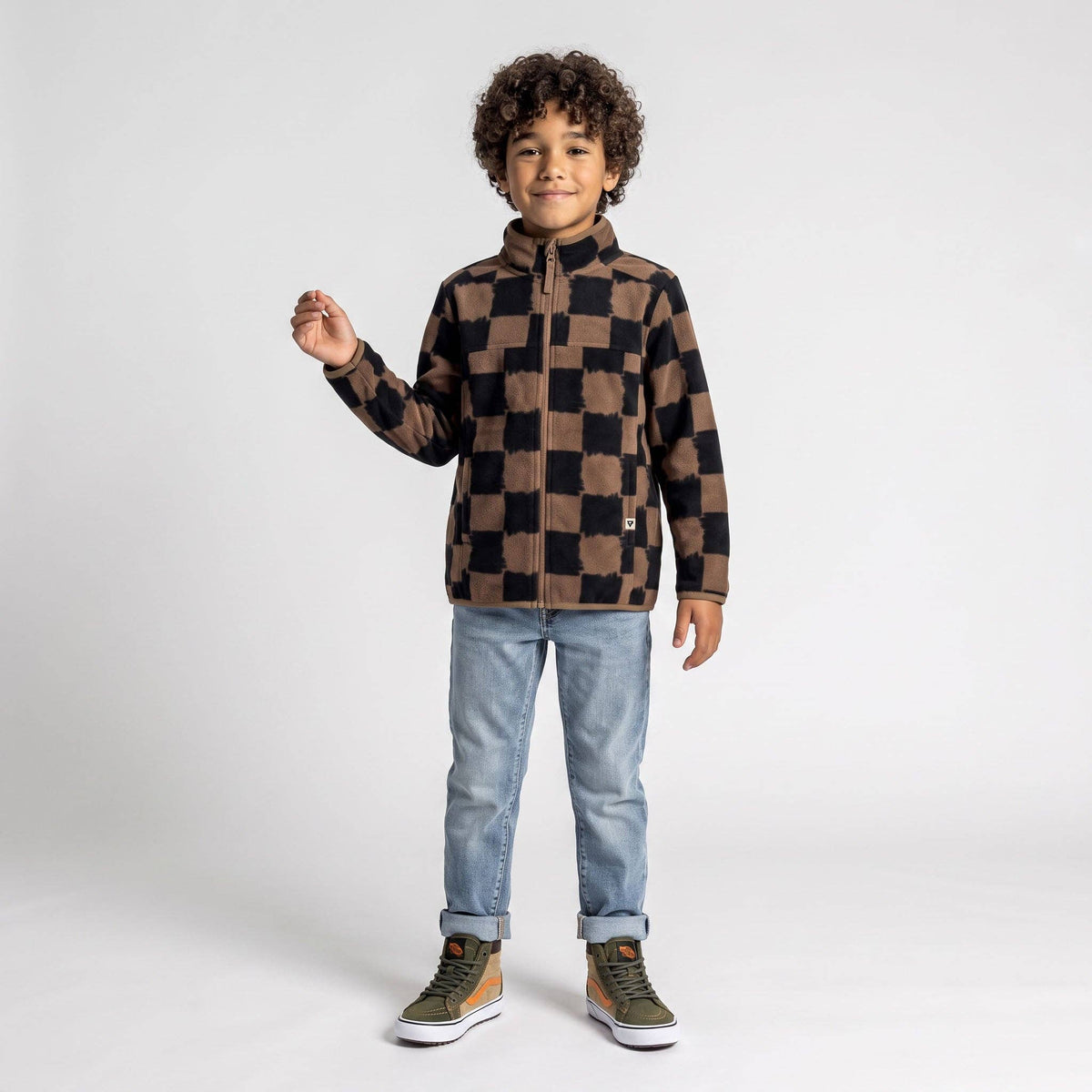 Unisex Trail Microfleece Printed Jacket - Youth Sizing. Checkers and cheetah