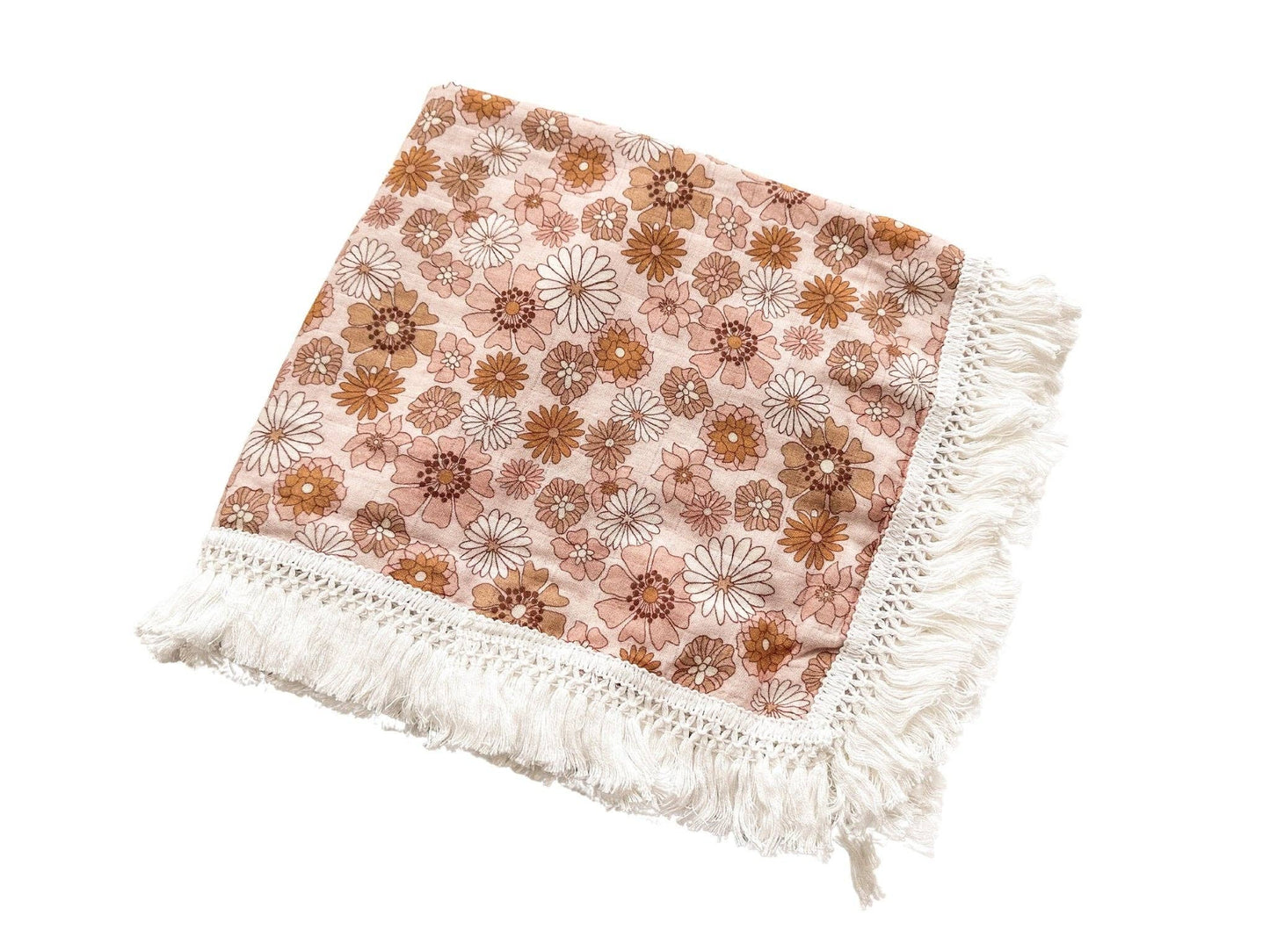 Fringe Swaddle Blanket - Retro Floral