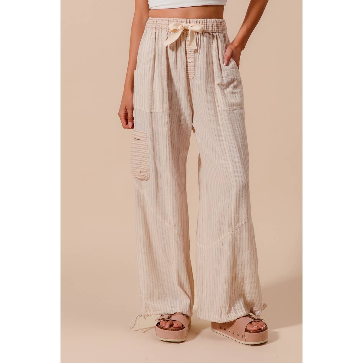 MULTI STRIPE BLOCK BALLOON STYLE PANTS