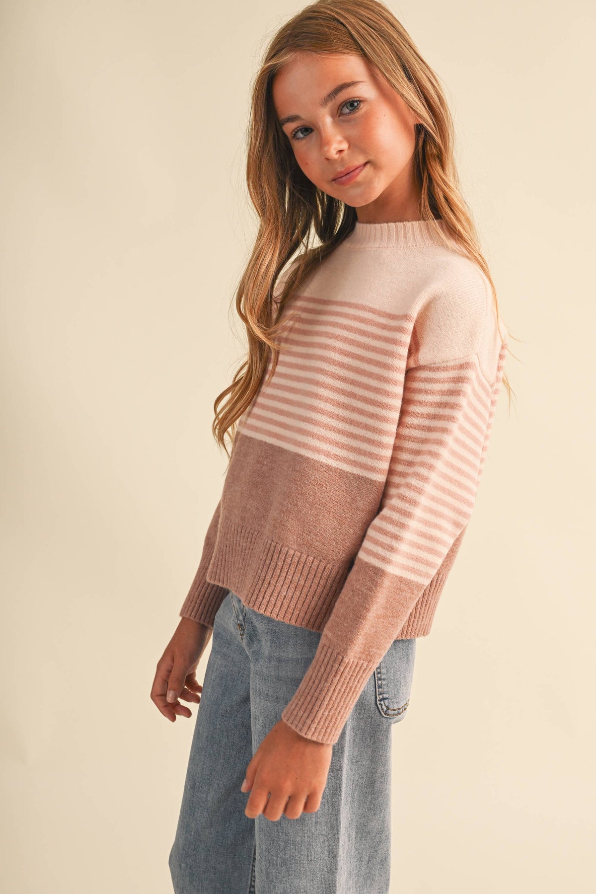 TWEEN KIDS GIRLS DROP SHOULDER SWEATER  (7-14)