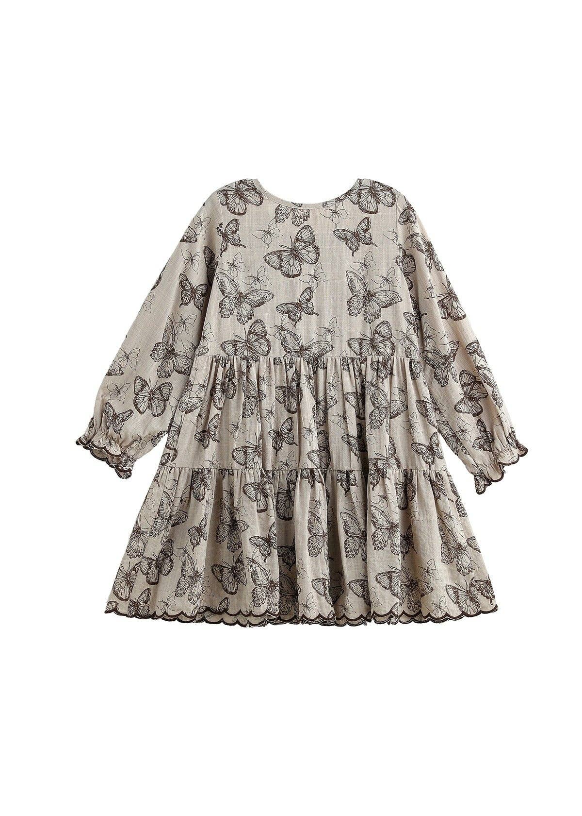 Miss Maple Long Sleeve Tiered Scalloped Dress