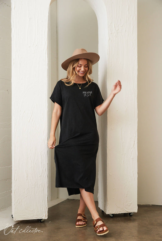 PRAISE THE LORD Mineral Washed Graphic Dress