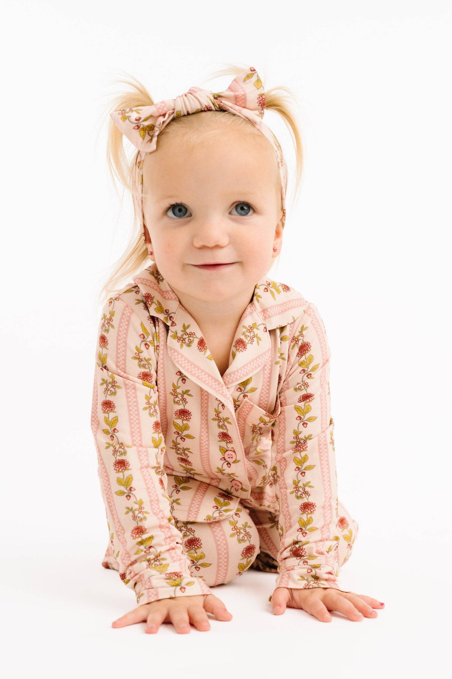 Vintage Floral Stripe Bamboo Button Up Set