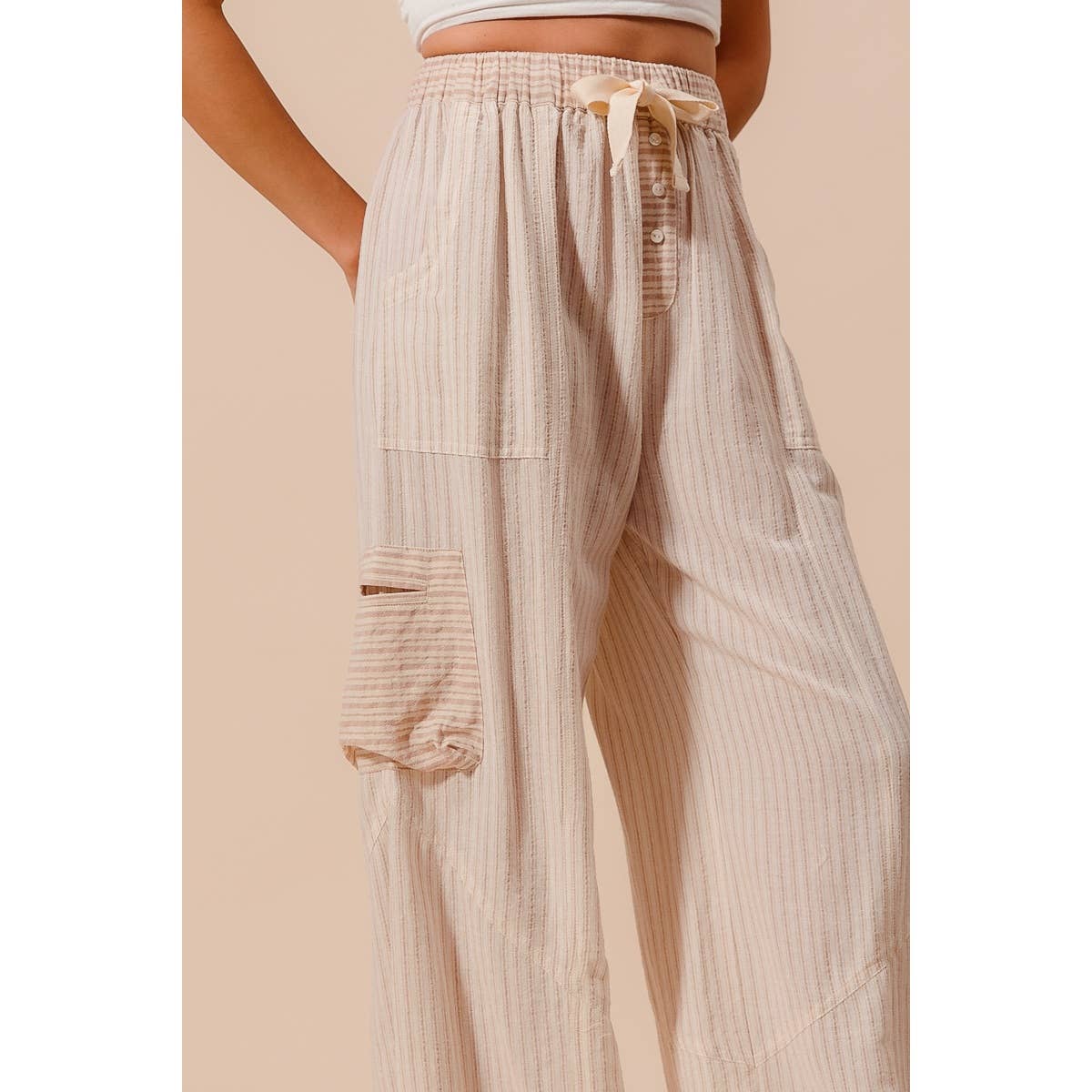 MULTI STRIPE BLOCK BALLOON STYLE PANTS