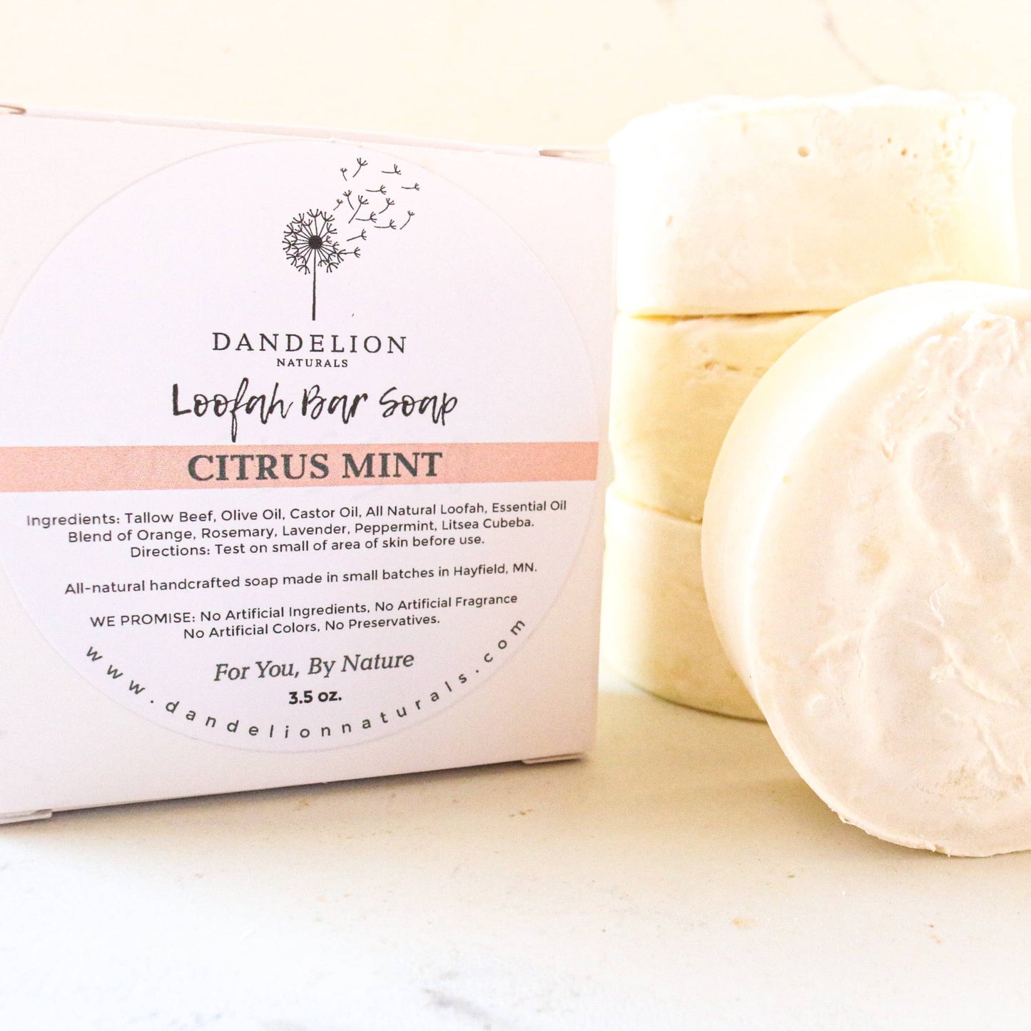 Tallow Loofah Bar Soap | Citrus + Mint | Exfoliating Soap