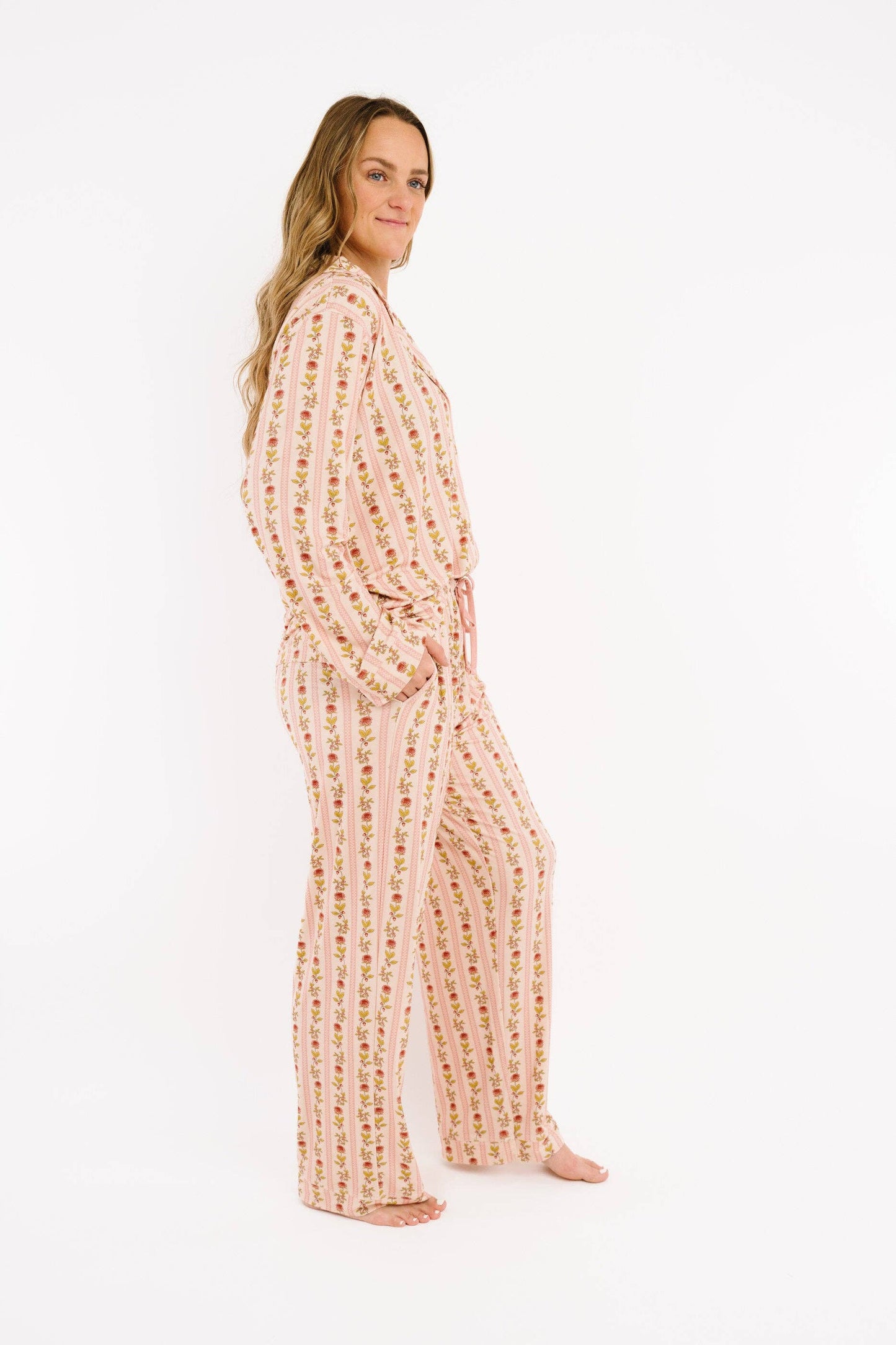Vintage Floral Stripe Women's Bamboo Set