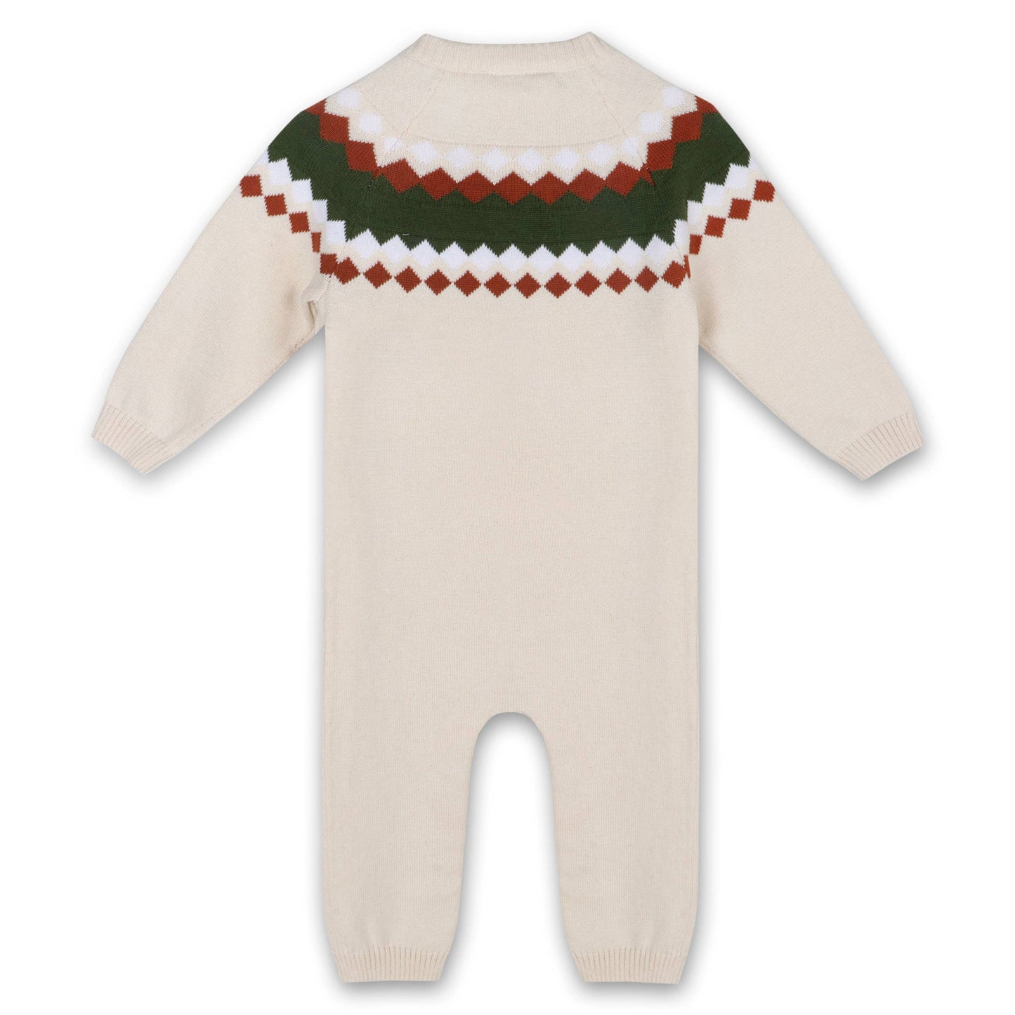 Fair Isle Jacquard Sweater Knit Baby Jumpsuit (Organic)