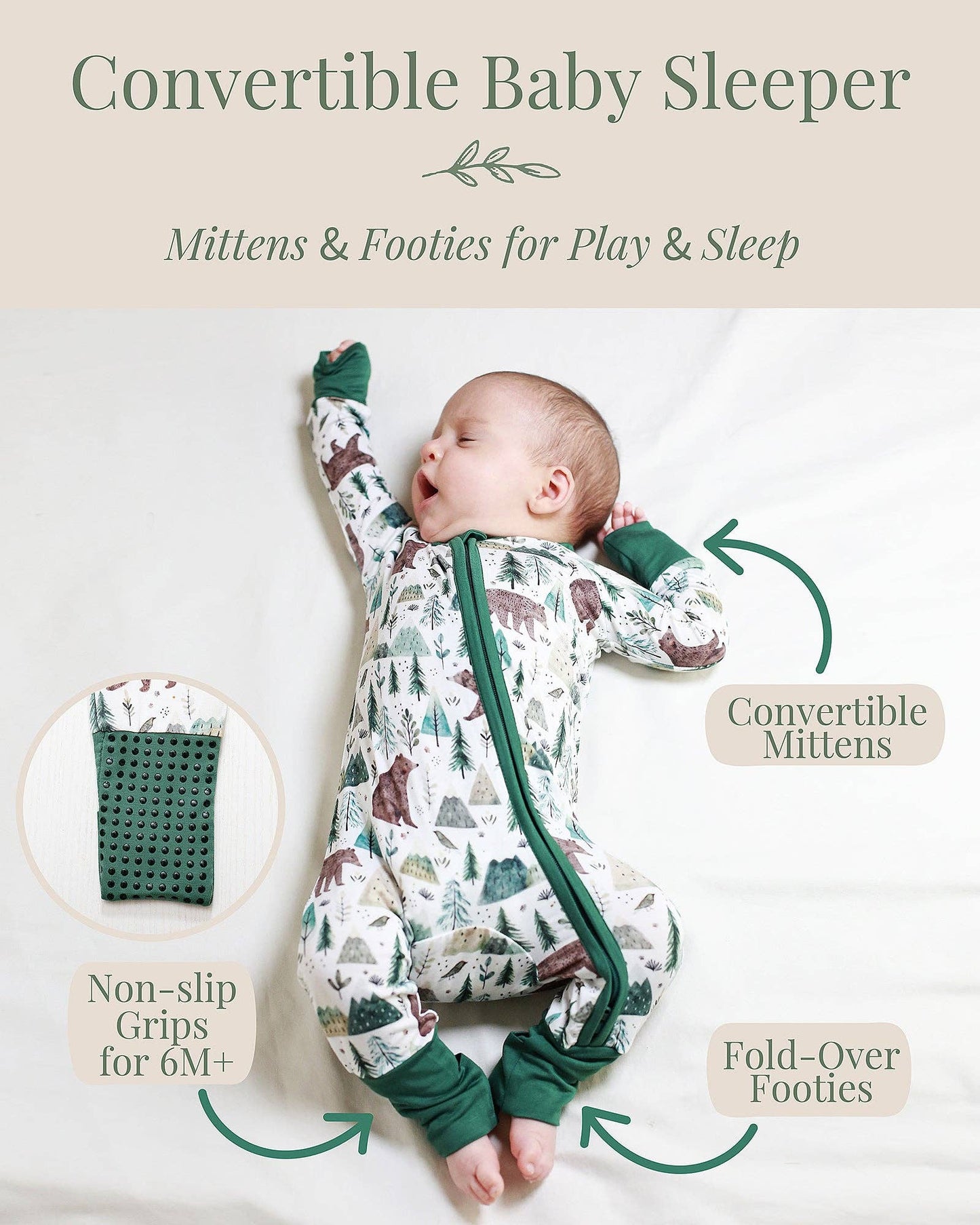 Miaoberry Bear&Pine Tree Bamboo Convertible Sleeper