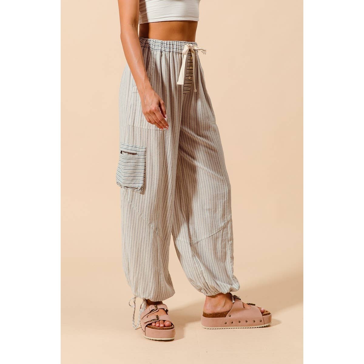 MULTI STRIPE BLOCK BALLOON STYLE PANTS