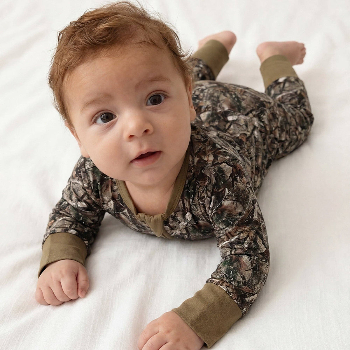 Retro Leaves Bamboo Zipper Romper Pajamas