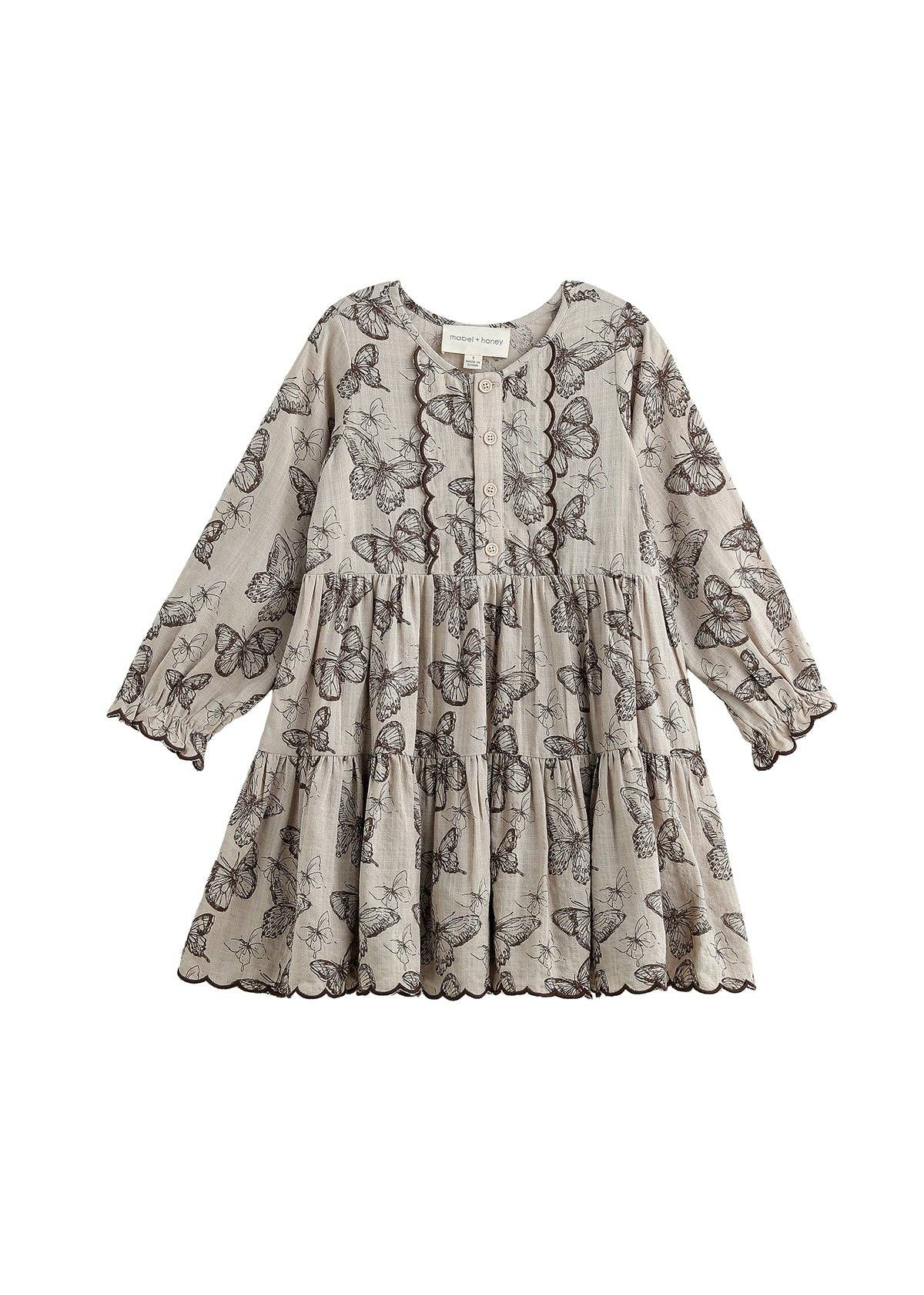 Miss Maple Long Sleeve Tiered Scalloped Dress