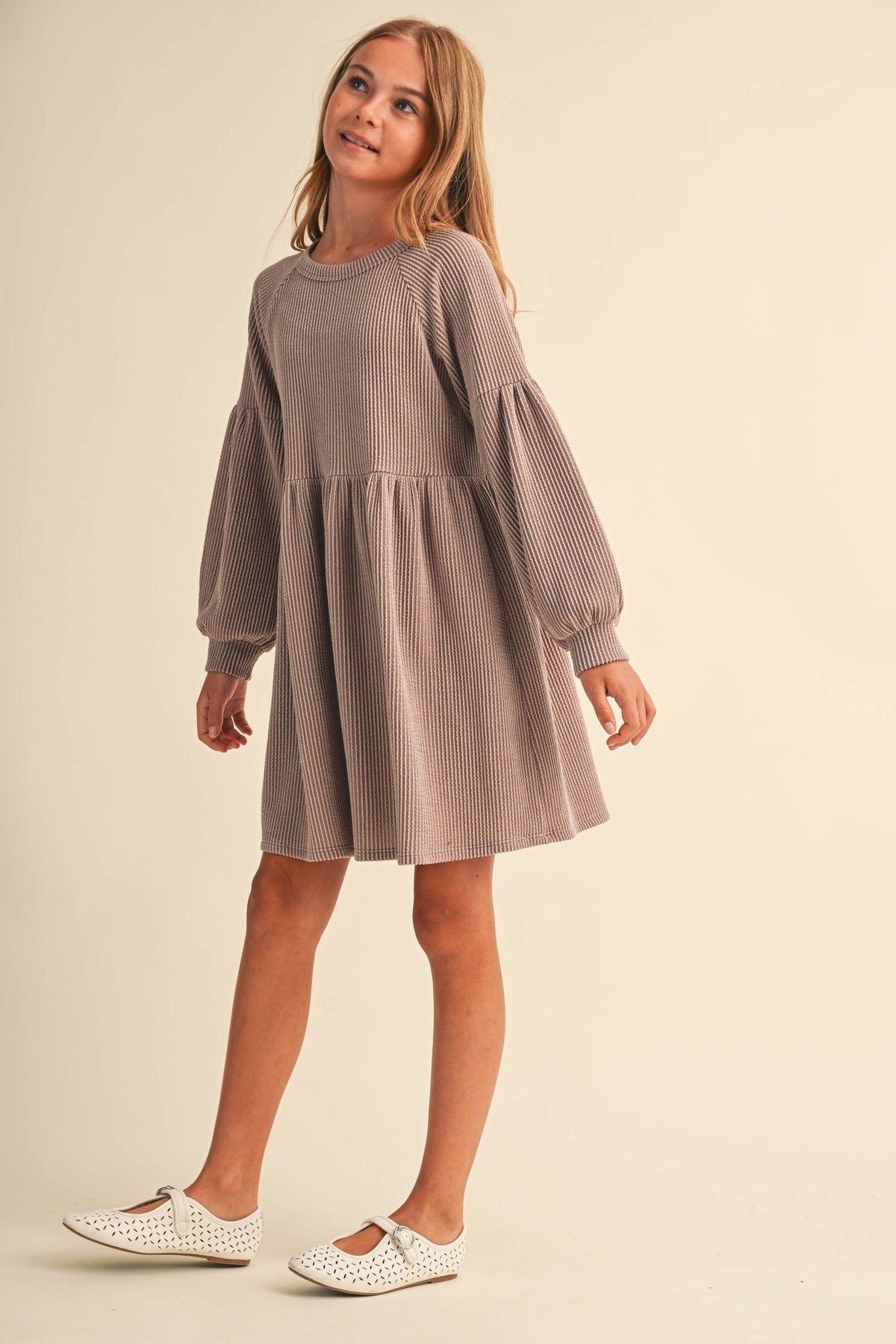 TWEEN KIDS GIRLS BABYDOLL KNIT DRESS (7-14)