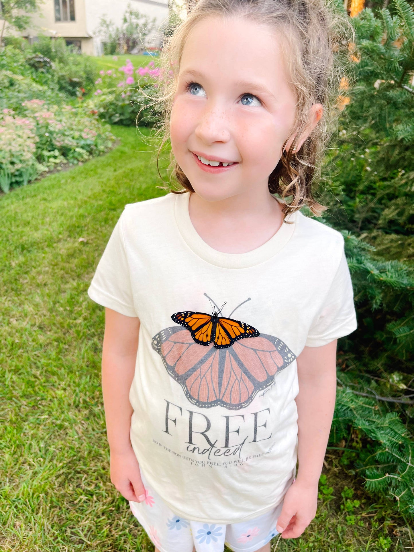 Free Indeed Butterfly Children's Christian Graphic T-Shirt