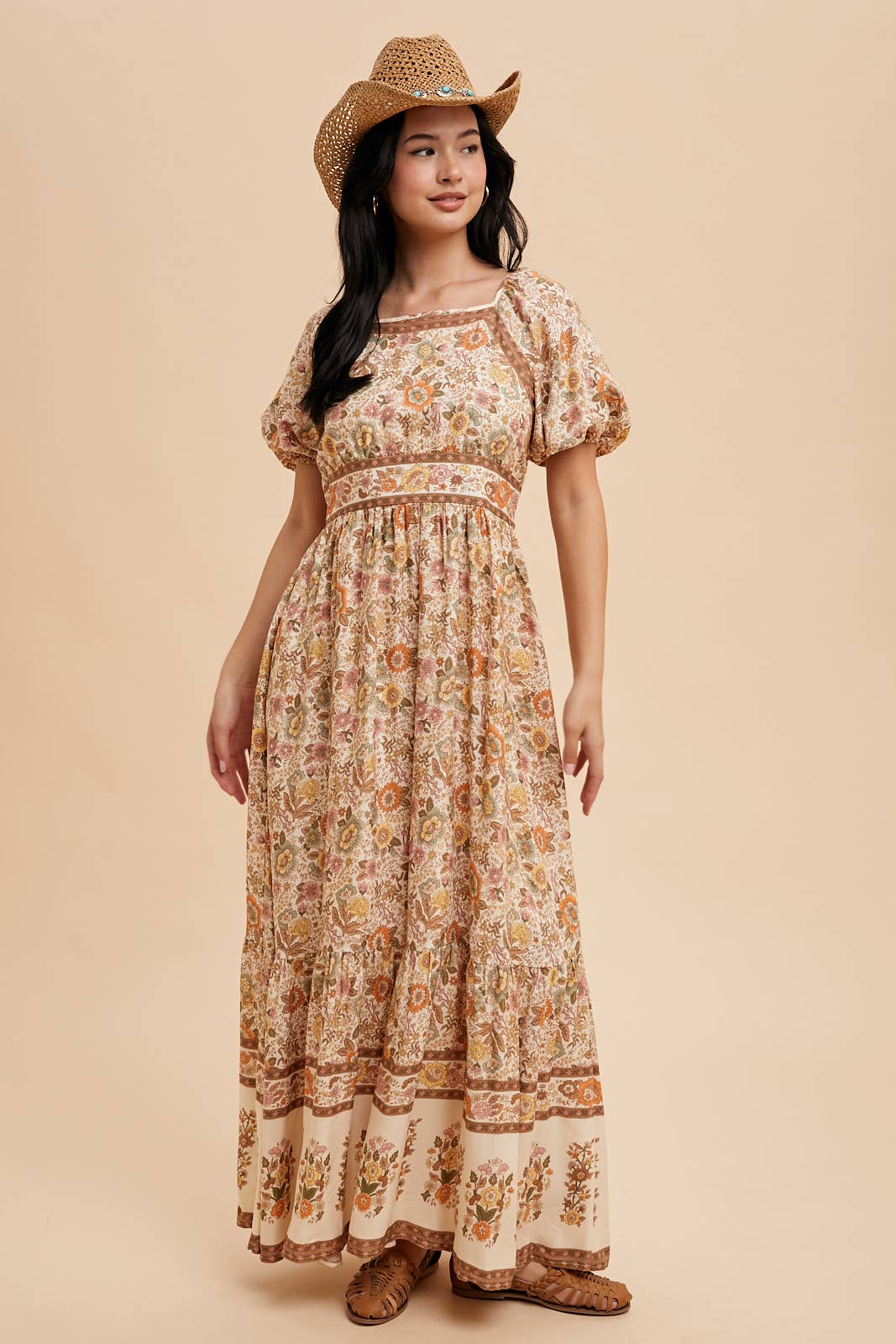 BORDER PRINT MAXI DRESS