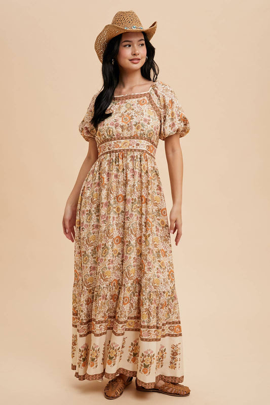 BORDER PRINT MAXI DRESS