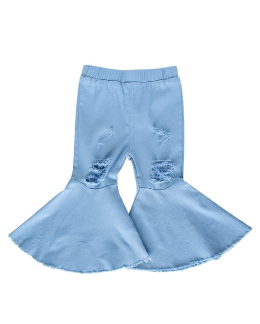 BARBIE PLEATED BELL BOTTOMS - LIGHT WASH