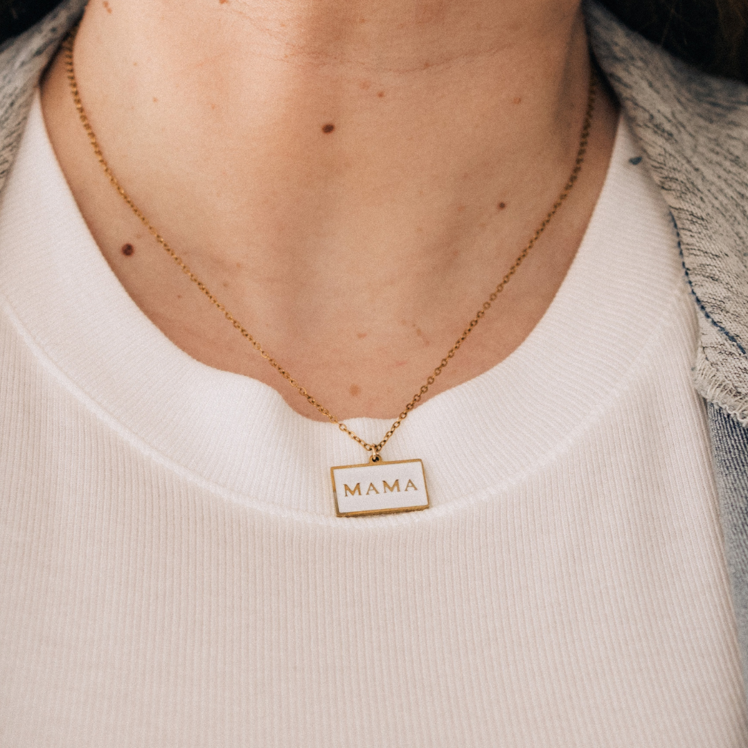 Mama Pendant with White and Gold