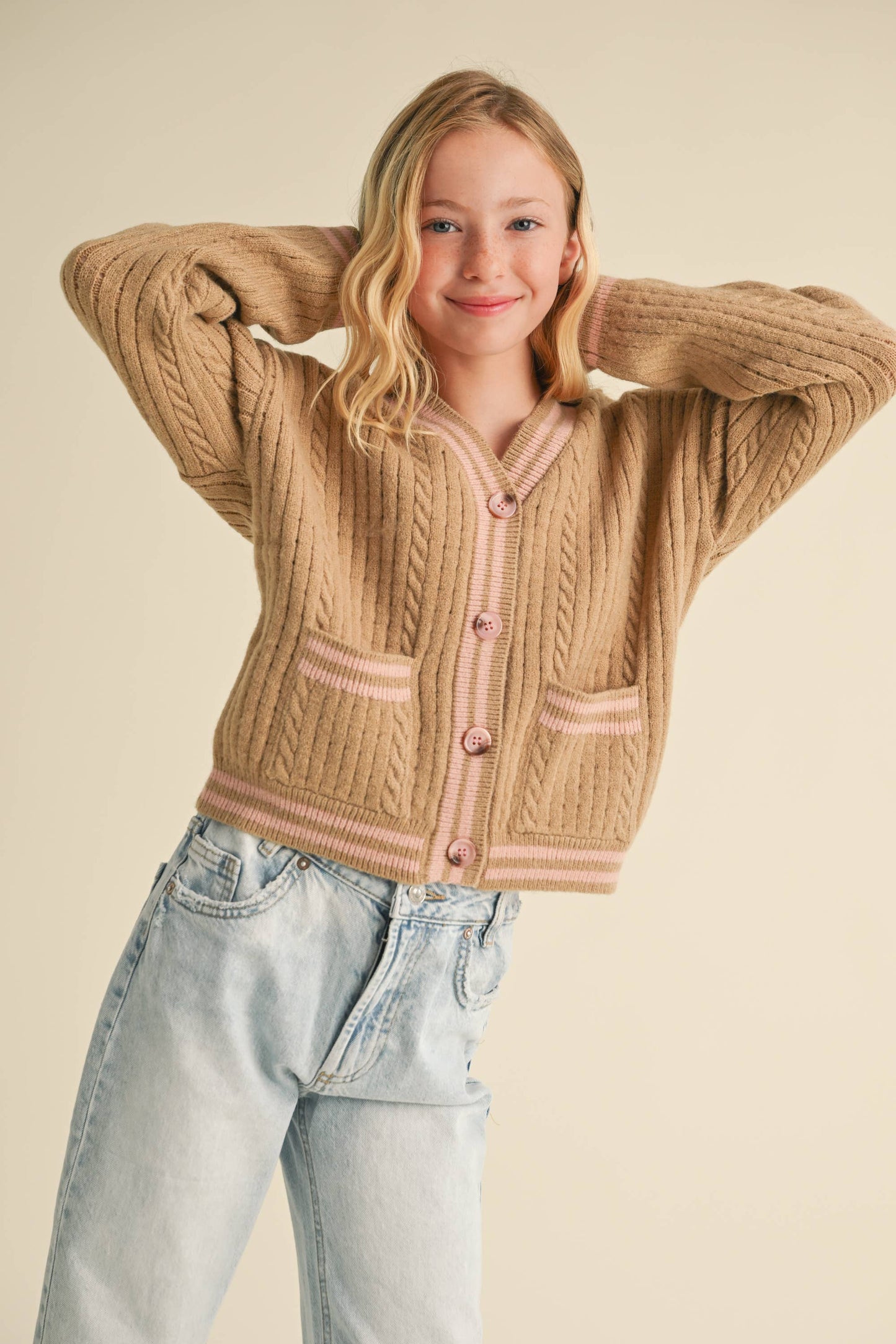 TWEEN KIDS GIRLS DROP SHOULDER CARDIGAN (7-14)