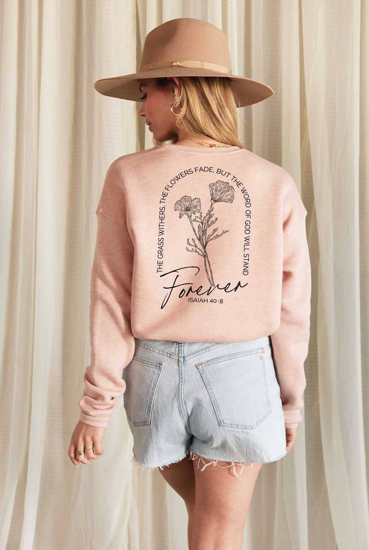 ISAIAH 40:8 pink Front and Back print Graphic Sweatshirt
