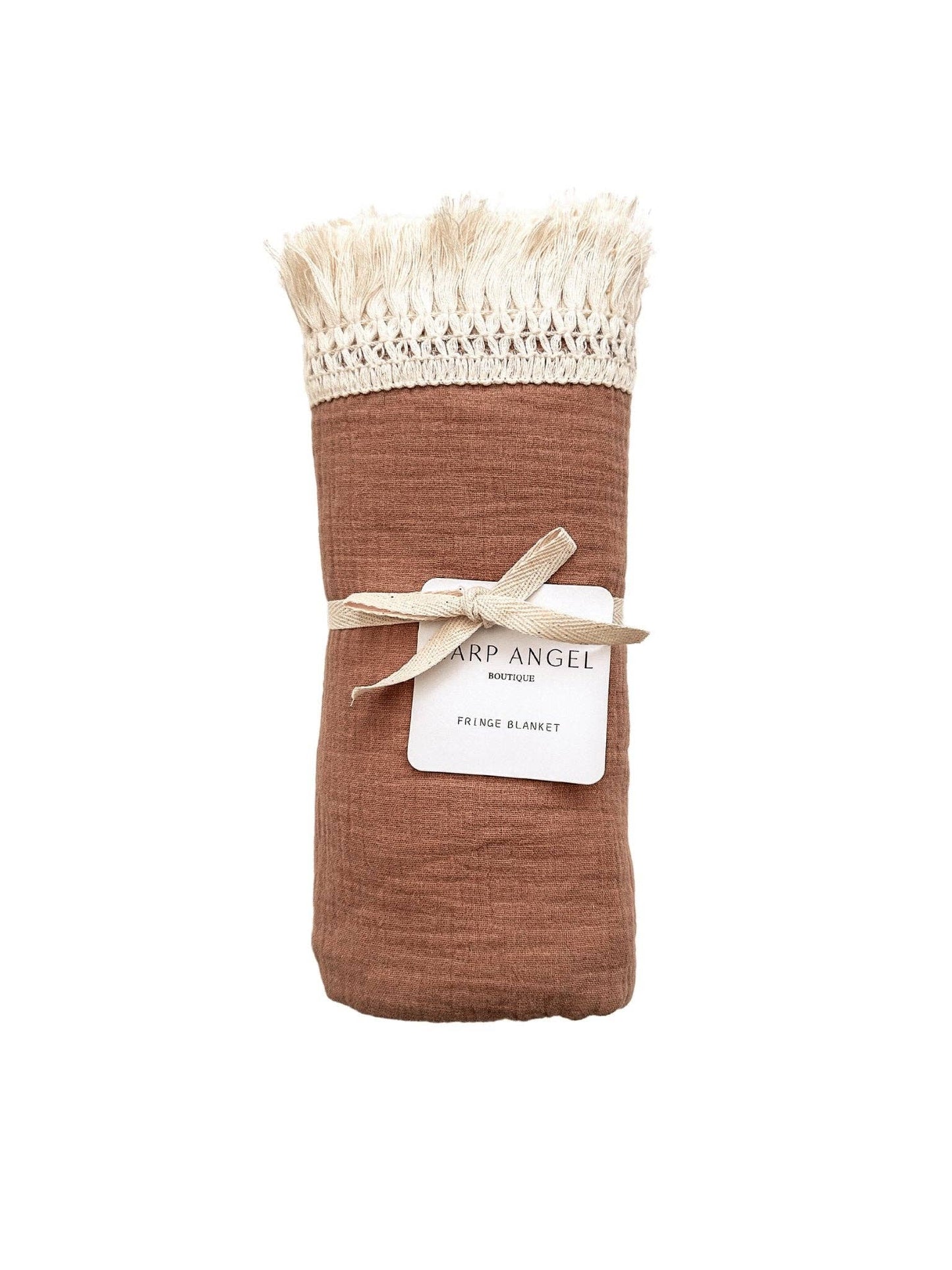 Fringe Swaddle Blanket - Caramel