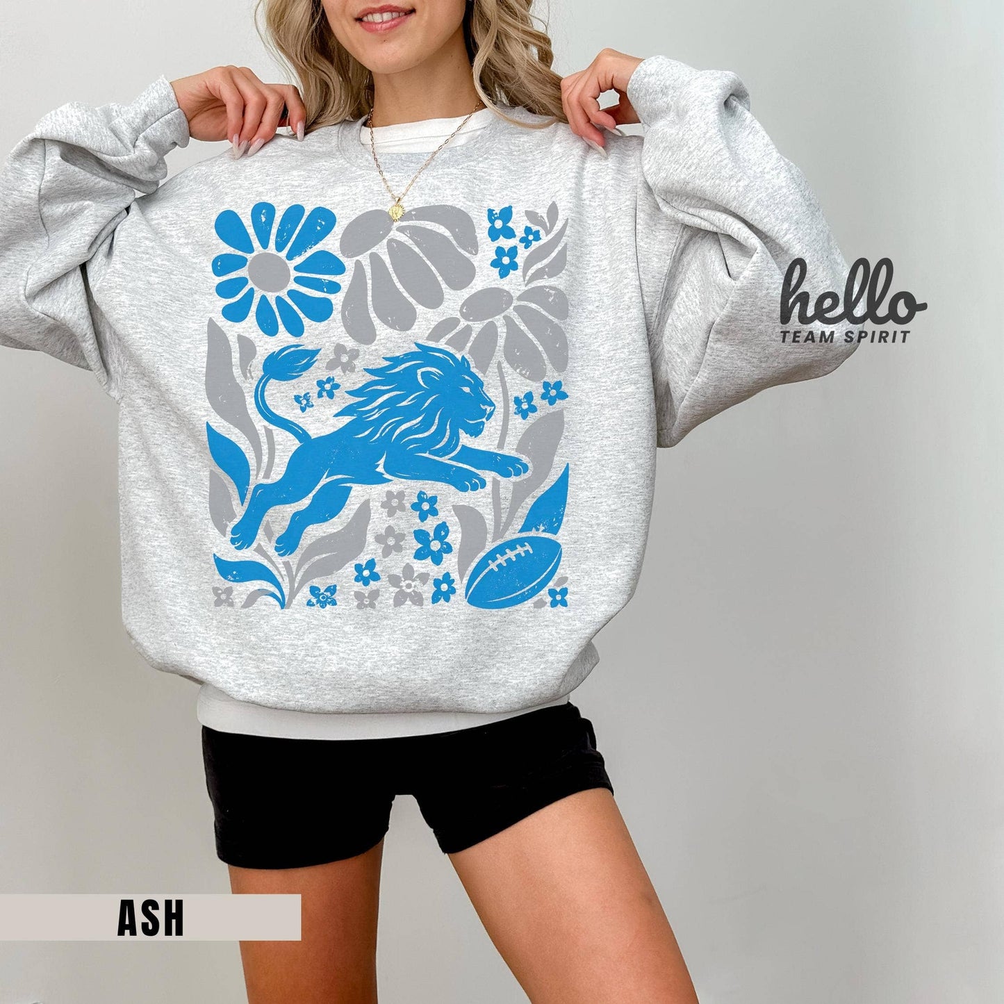 Boho Detroit Football Sweatshirt: Lion Mascot Game Day Tee