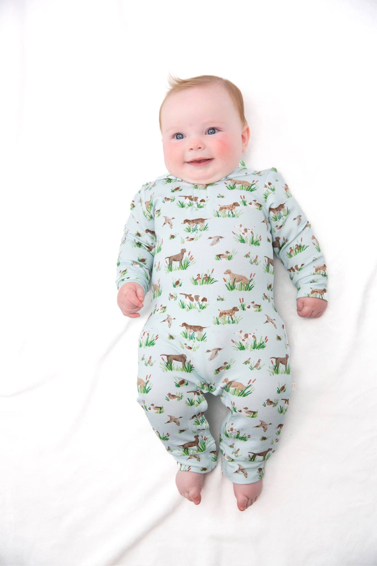 Delta Bird Hunting Dogs - Sweatshirt  bamboo Polo Romper