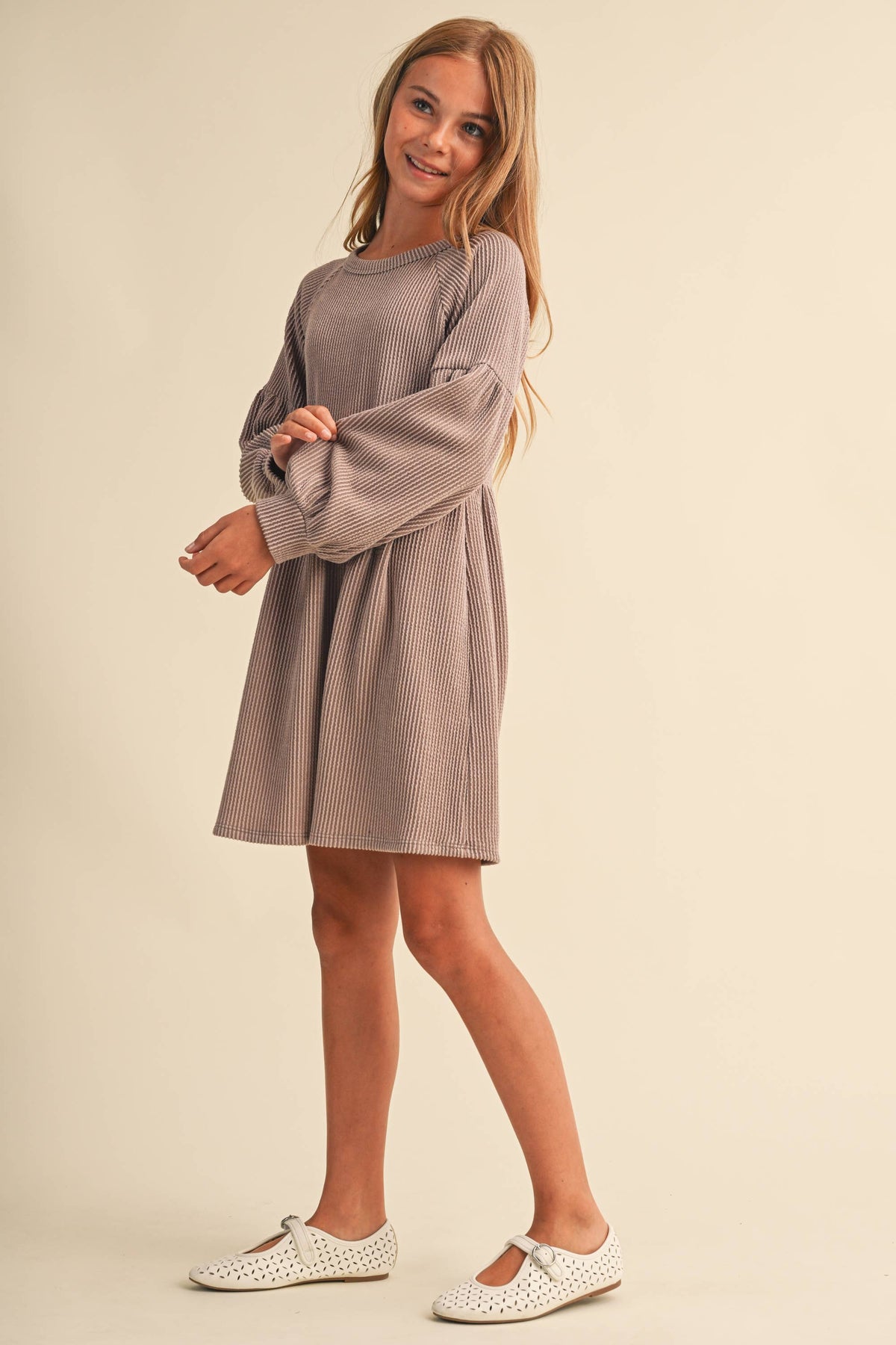 TWEEN KIDS GIRLS BABYDOLL KNIT DRESS (7-14)