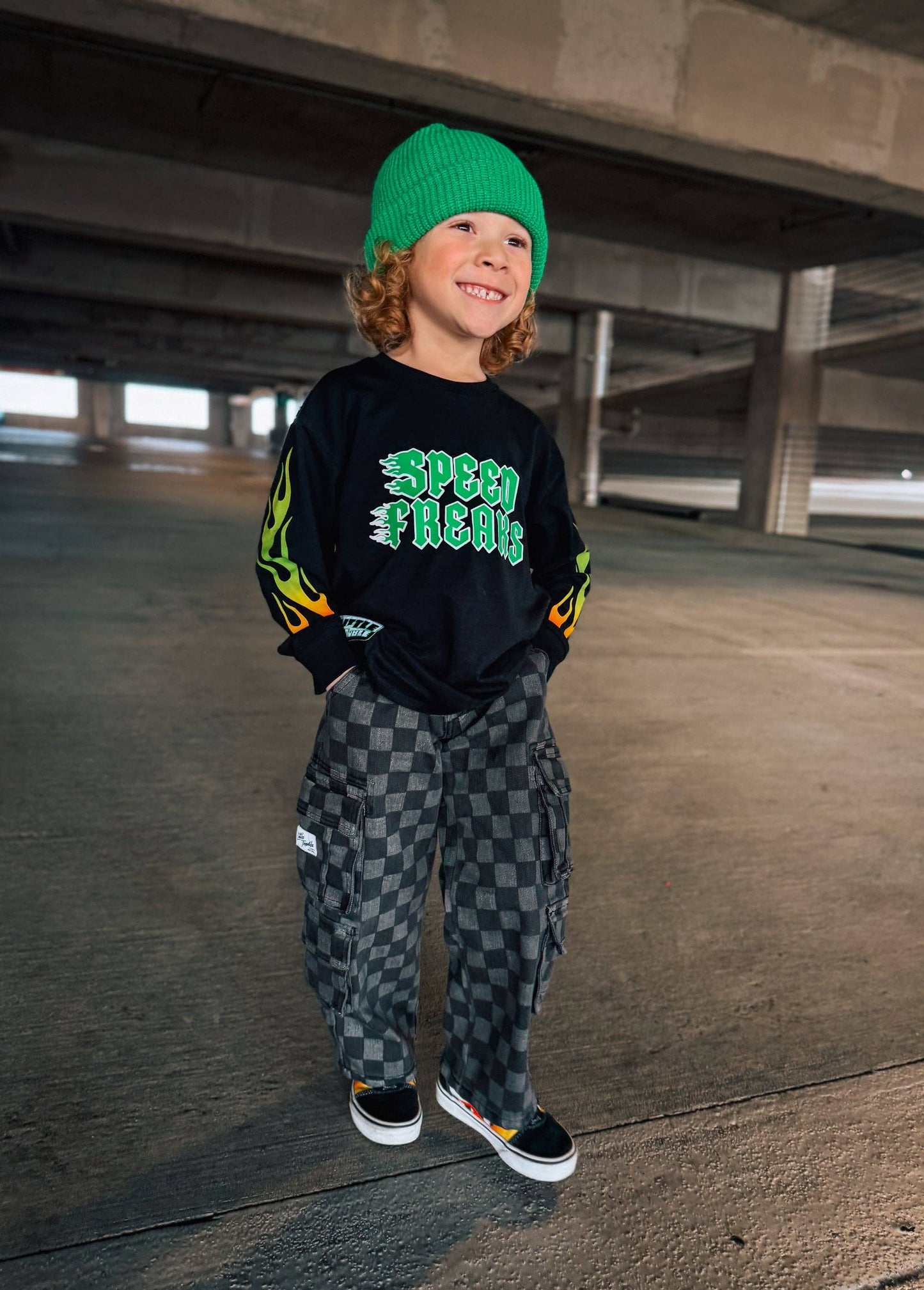 Checkered Baggy Black Jeans