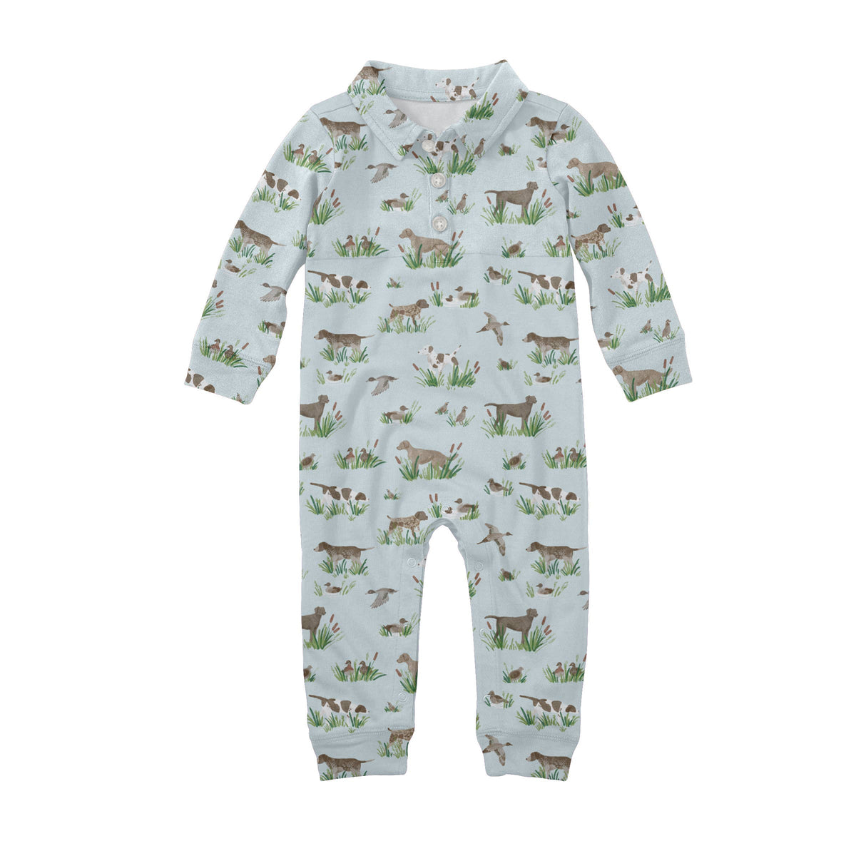 Delta Bird Hunting Dogs - Sweatshirt  bamboo Polo Romper