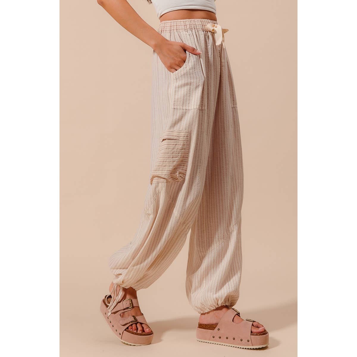 MULTI STRIPE BLOCK BALLOON STYLE PANTS