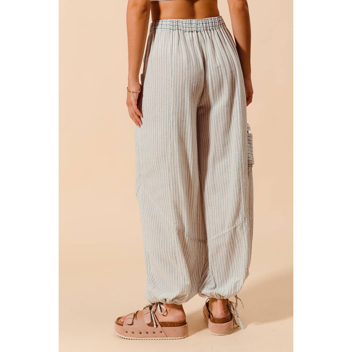 MULTI STRIPE BLOCK BALLOON STYLE PANTS