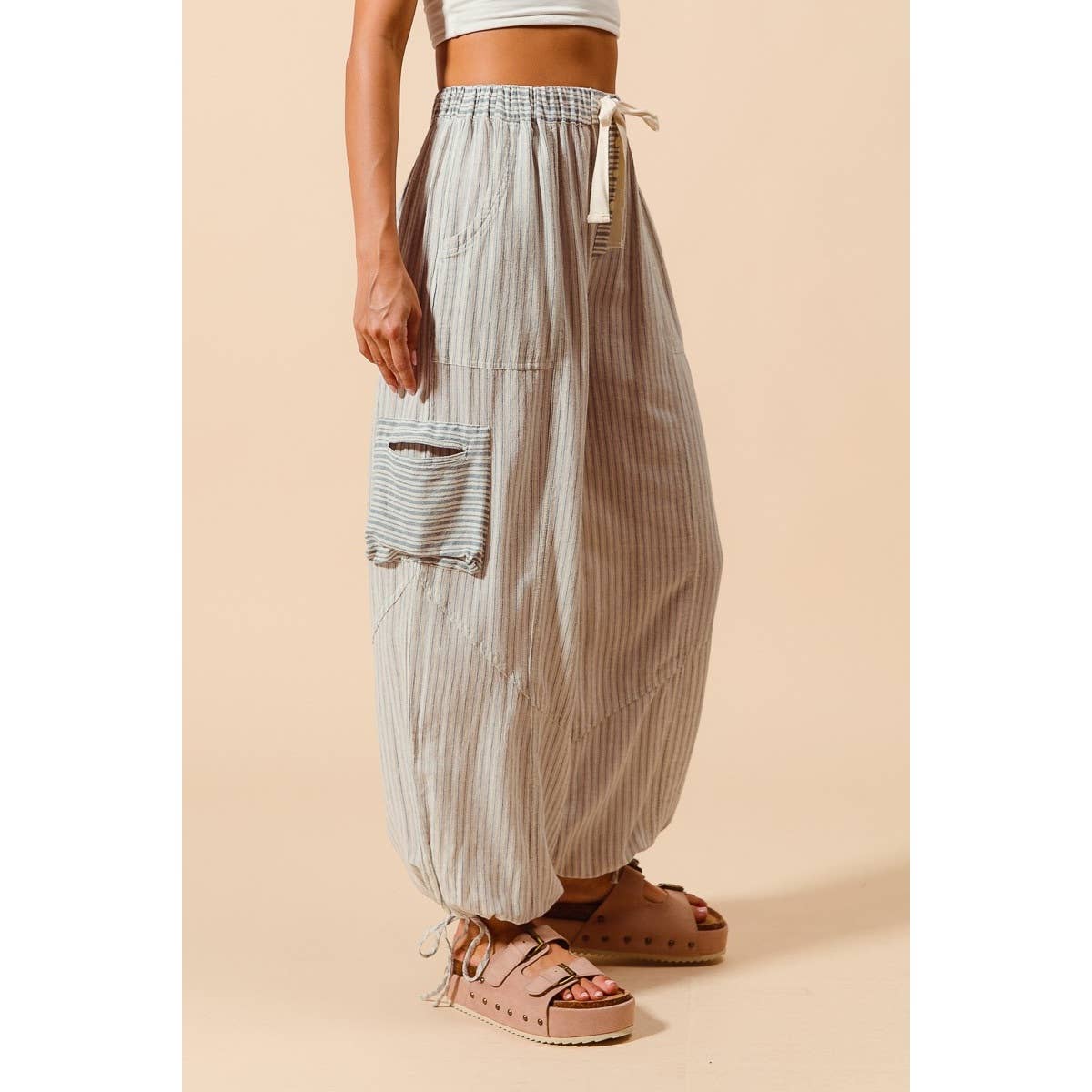 MULTI STRIPE BLOCK BALLOON STYLE PANTS