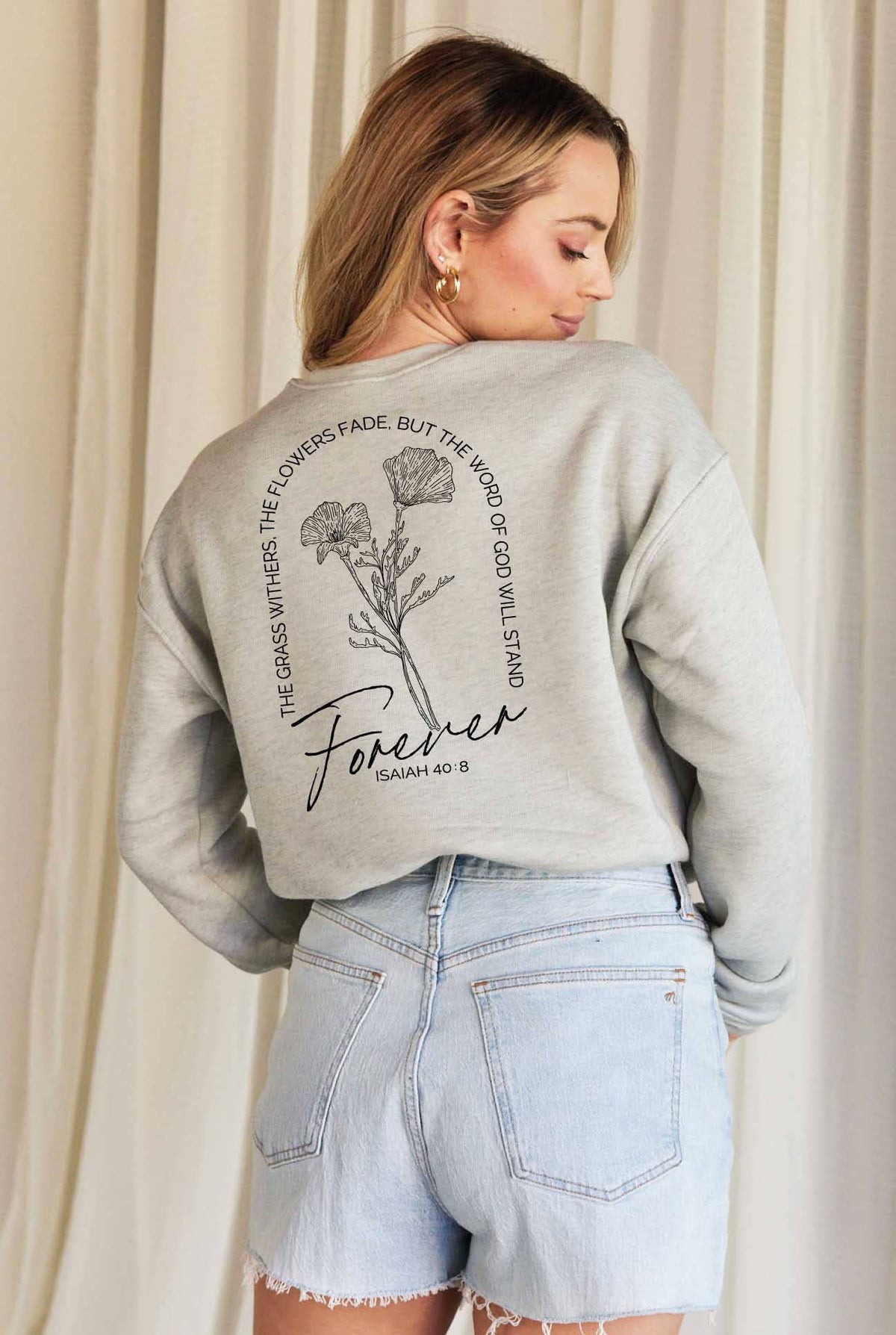 ISAIAH 40:8 pink Front and Back print Graphic Sweatshirt