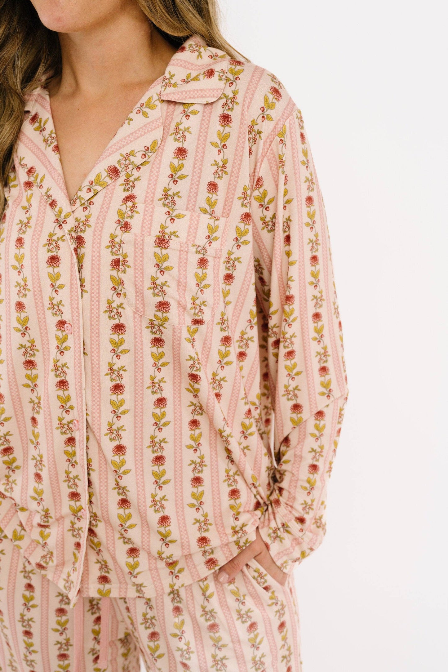 Vintage Floral Stripe Women's Bamboo Set
