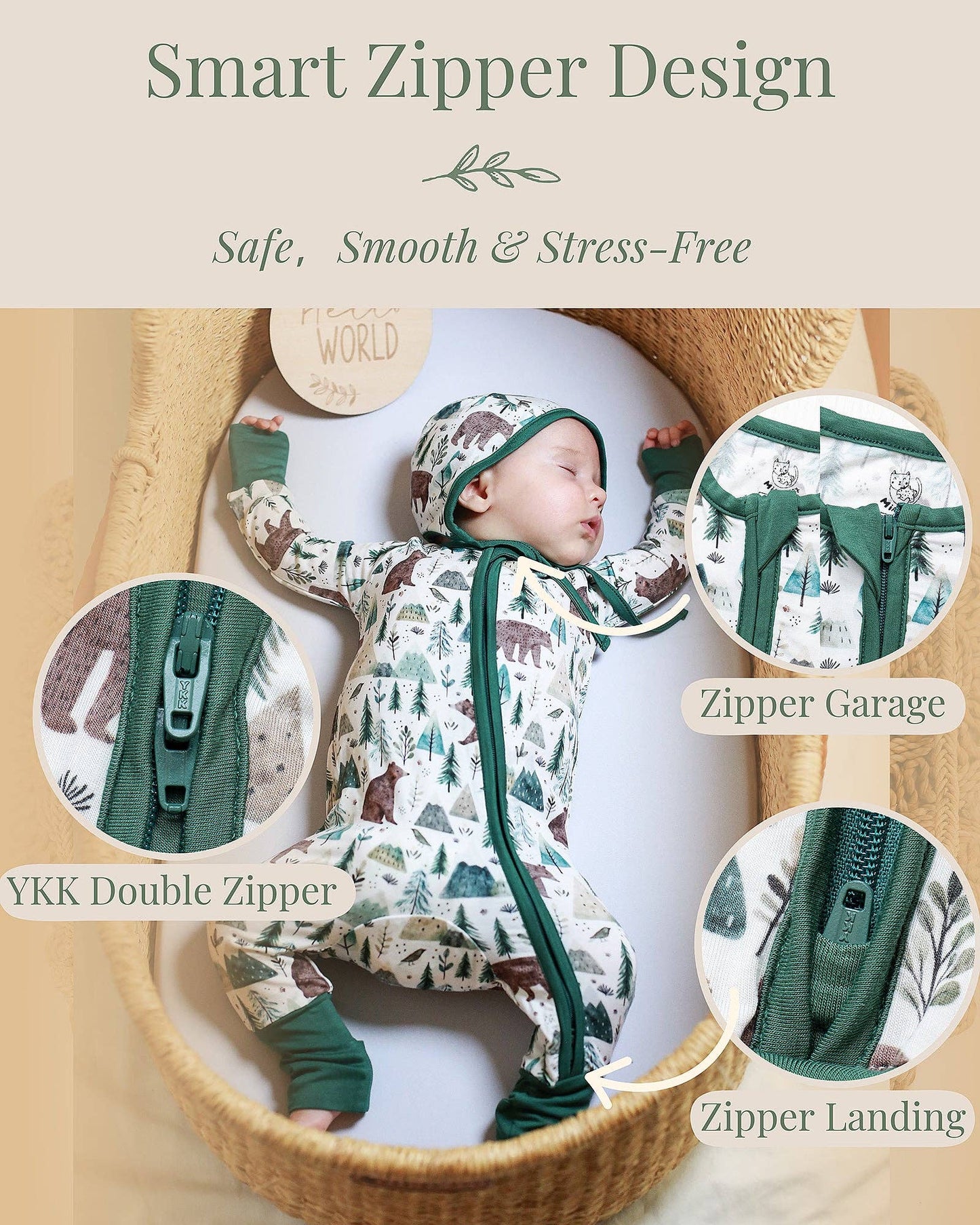 Miaoberry Bear&Pine Tree Bamboo Convertible Sleeper