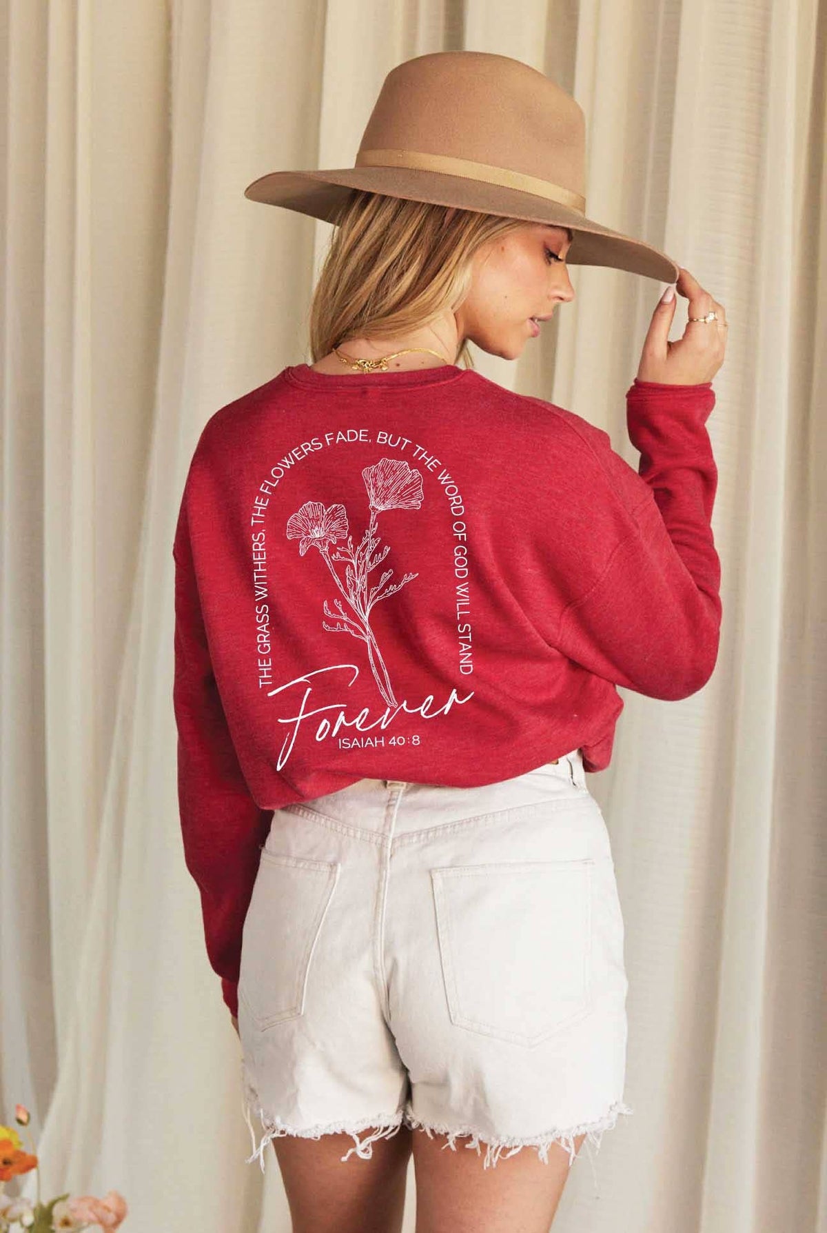ISAIAH 40:8 pink Front and Back print Graphic Sweatshirt