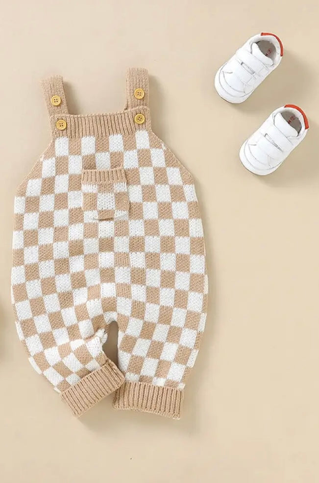 Tan Checkerboard Romper