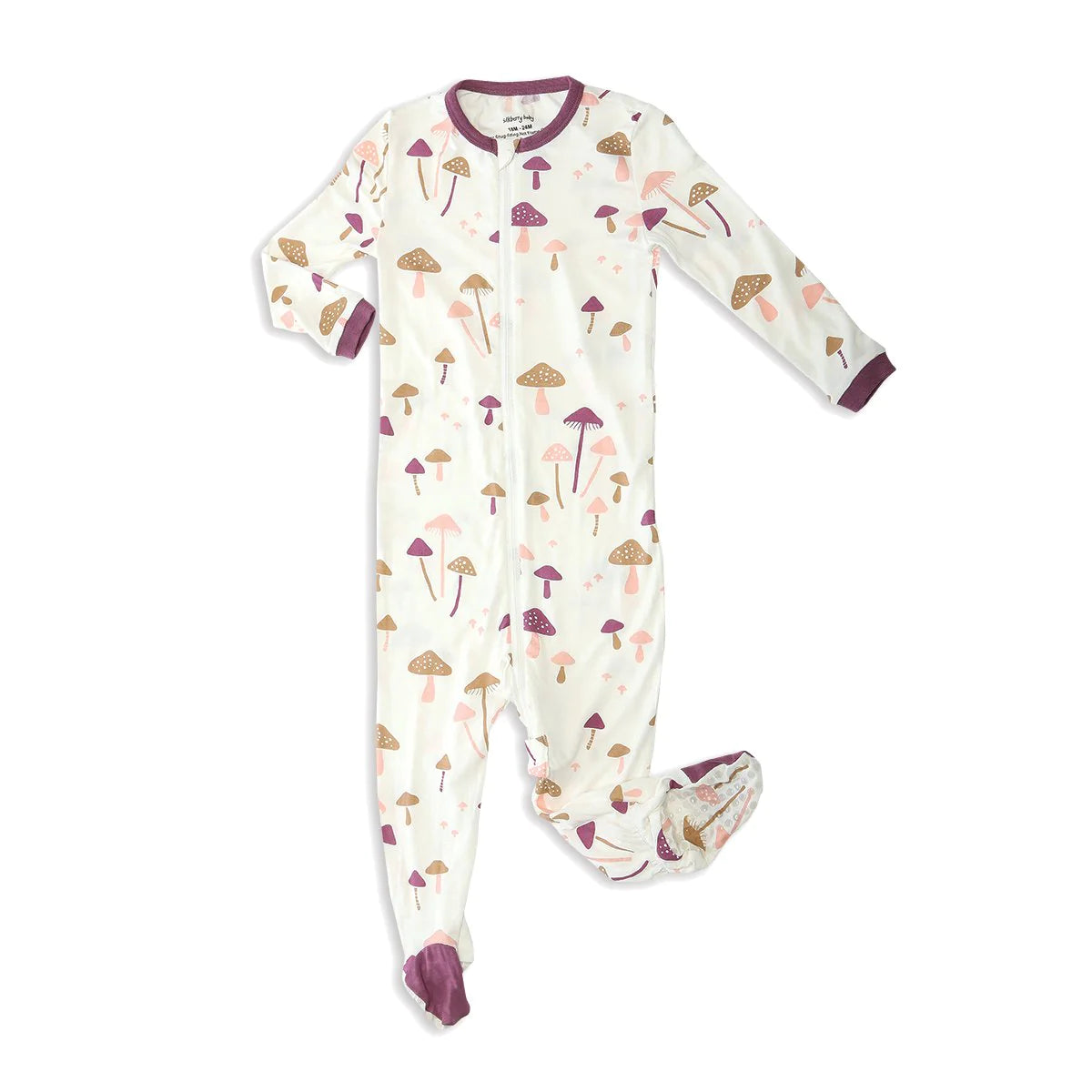 Bamboo Mushroom Print  Zip-Up Footed Sleeper