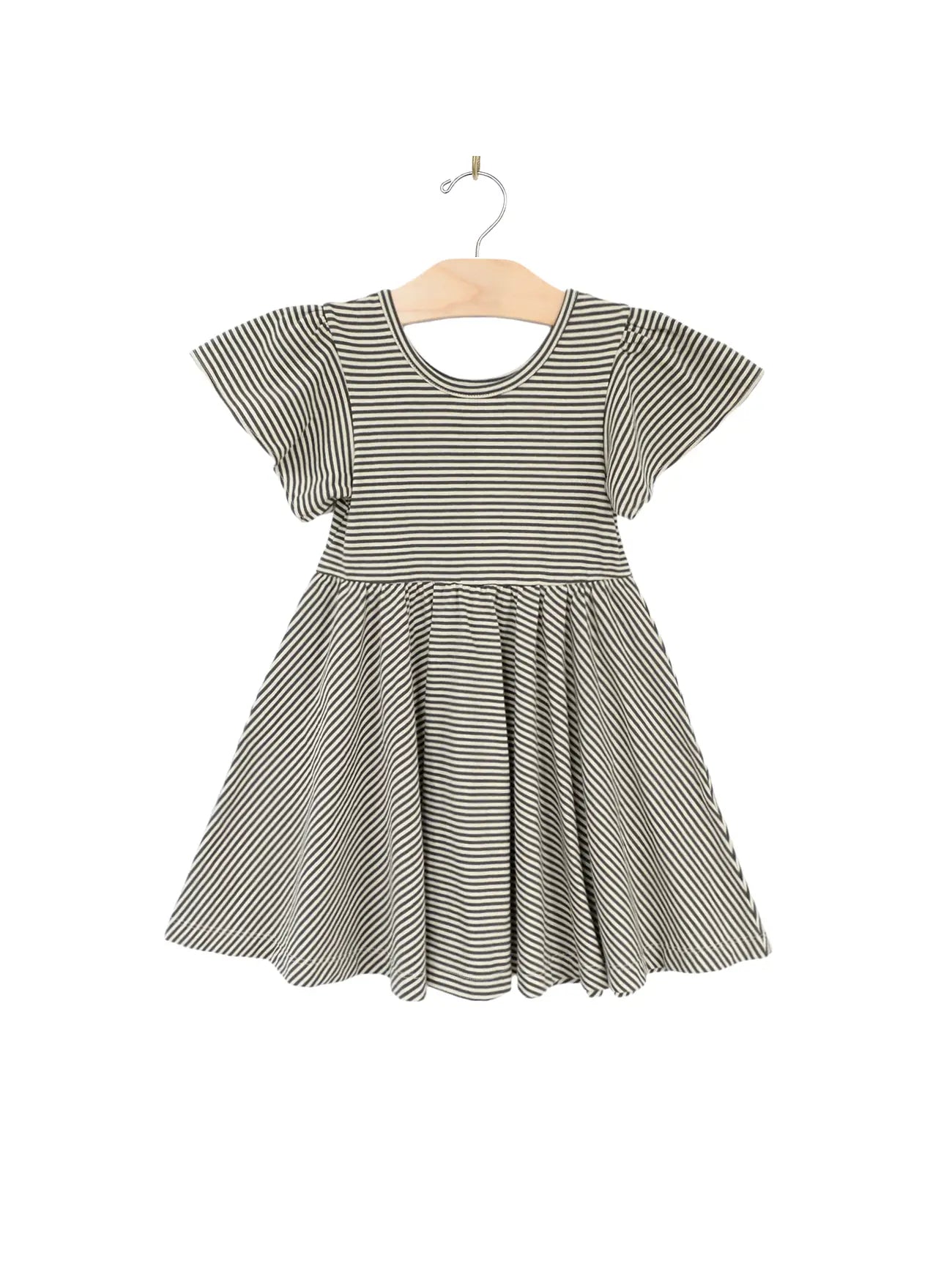 Twirl Dress- Stripe- Charcoal