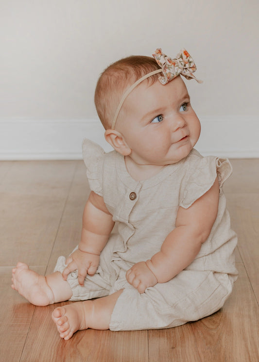 Tan Cotton-Linen Blend Romper