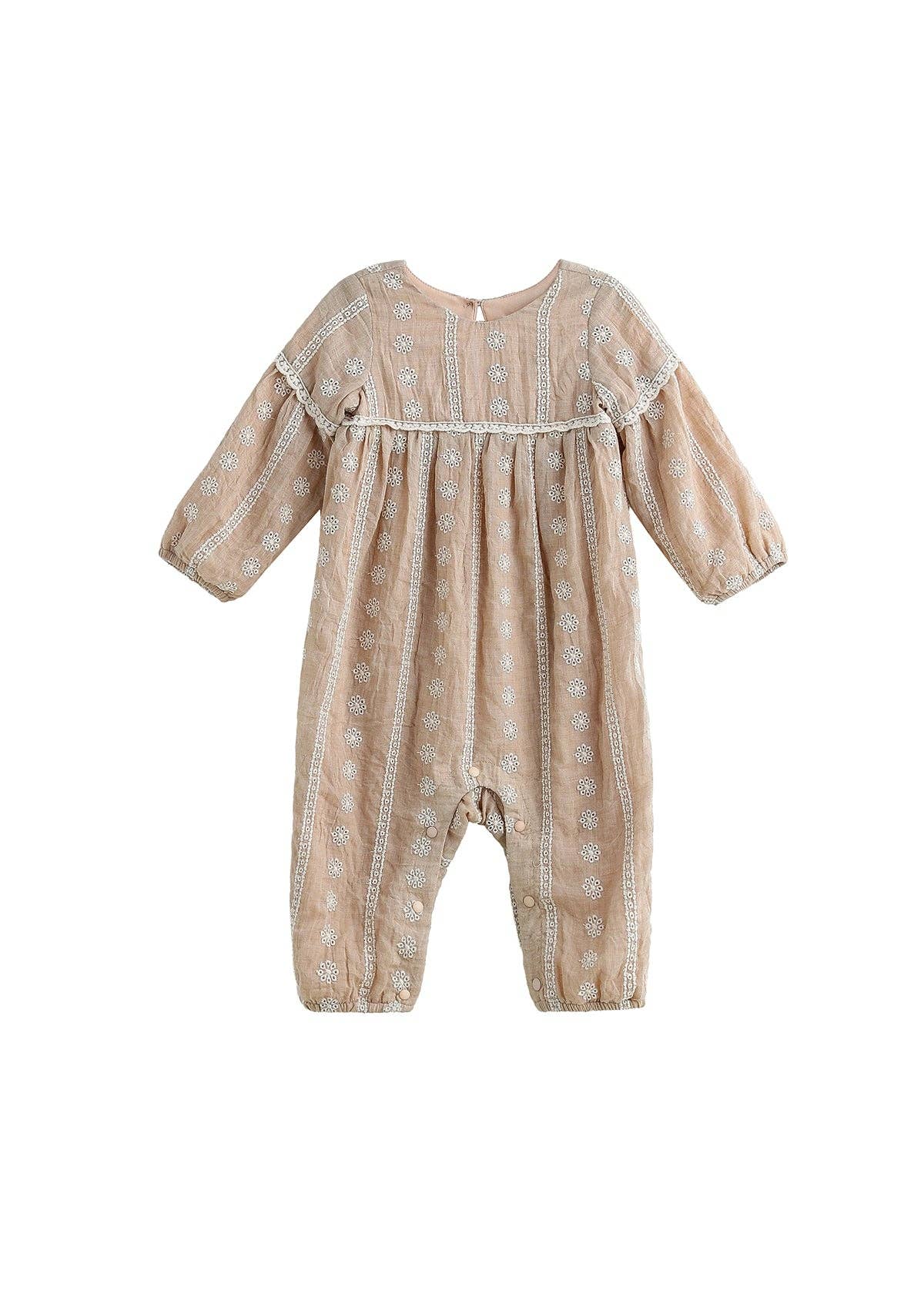 Patricia Floral Embroidered Bishop Sleeve Romper