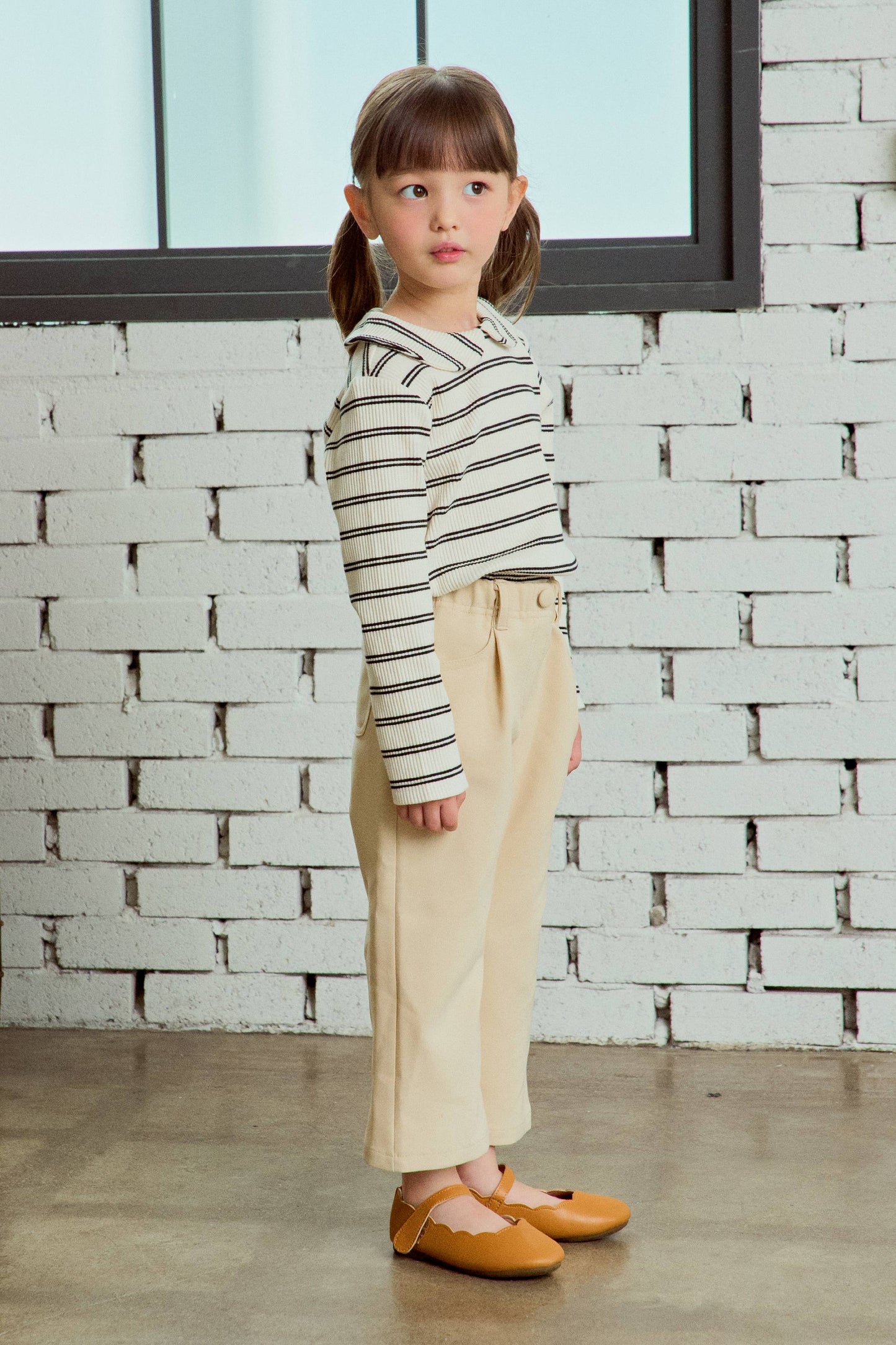 Ribbed Stripe Collared Top